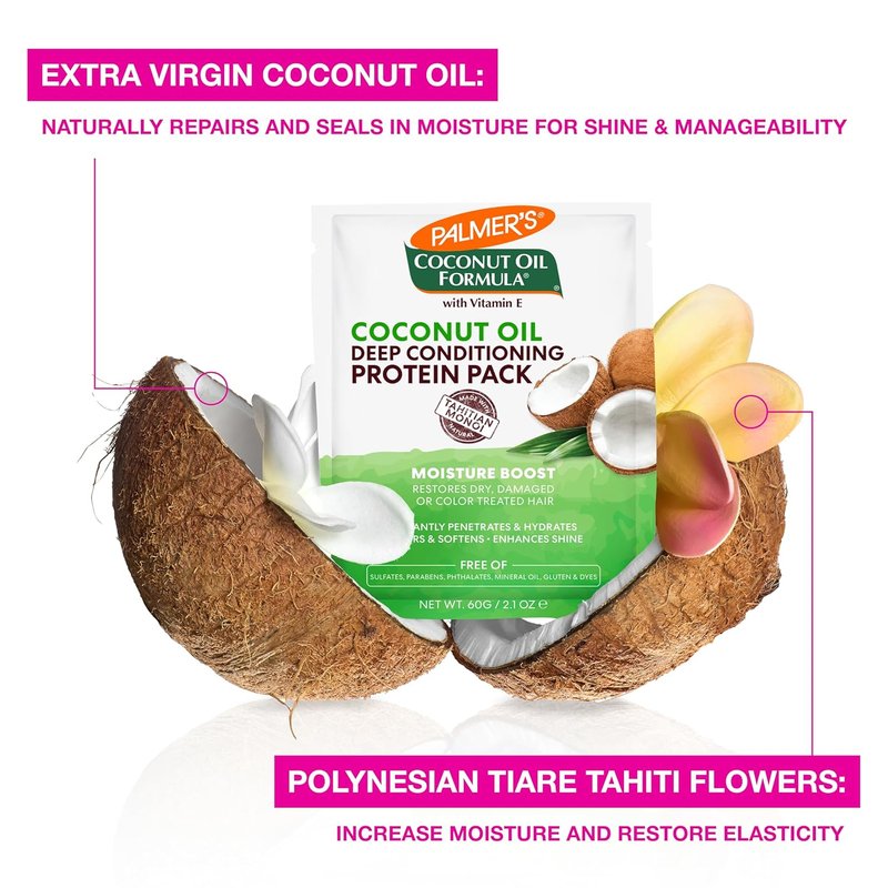 Palmer's Coconut Oil Hair Treatment - Moisture Boost Protein Pack for Dry, Damaged Hair | 2.1 Oz (12 Pack)