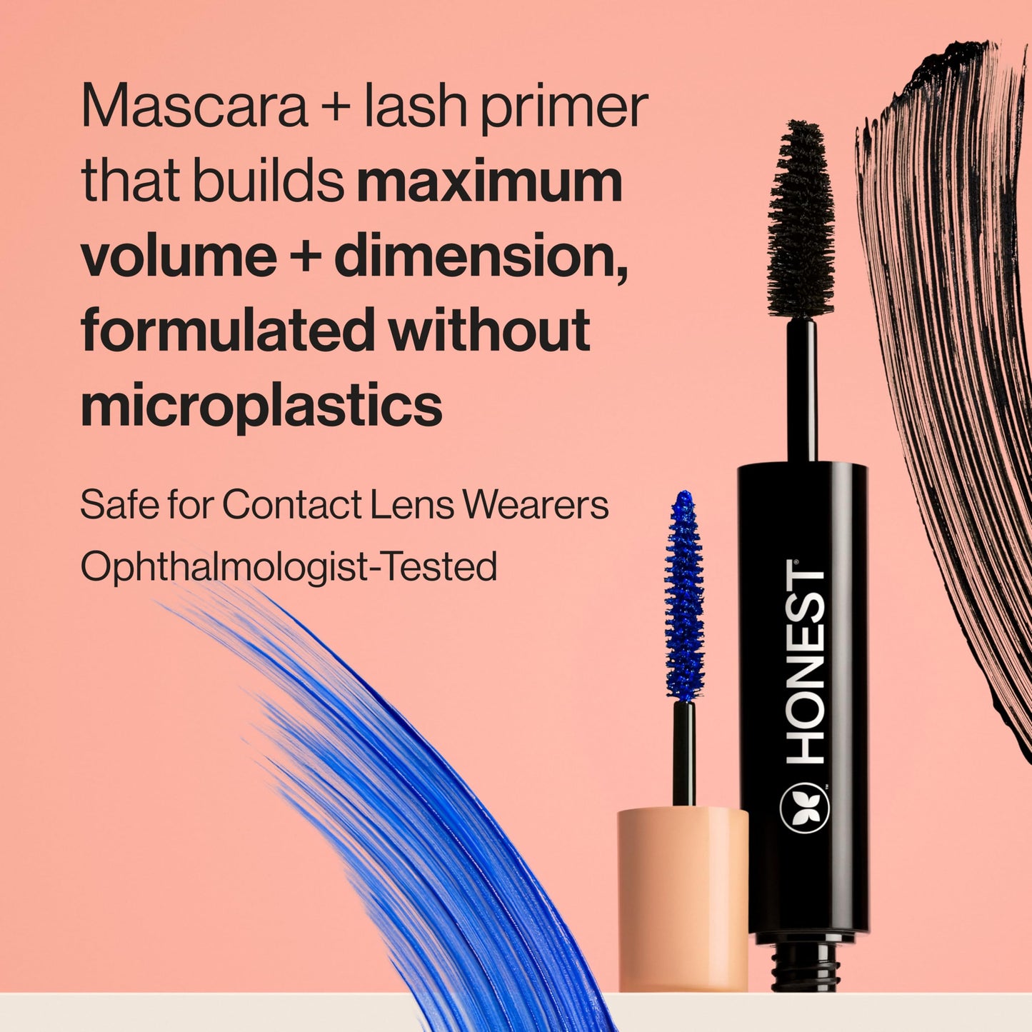 Honest Beauty 2-in-1 Extreme Volume Clean Mascara, Bold Lash Primer with Castor Oil, Maximum Curl, Vegan, Safe for Sensitive Eyes, Black, .27 fl oz
