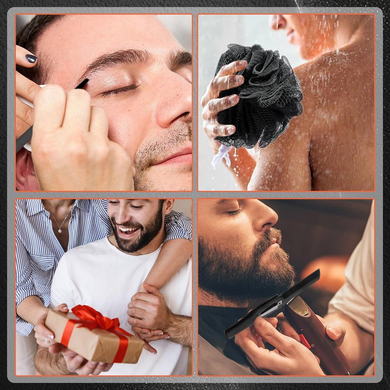 6 Sets Baby Shower Game Prizes for Winners Men Manicure Set Clear Tote Bag Beard Comb Black Bath Sponges Beer Bottle Openers 3-in-1 Micro Screwdrivers Party Gifts for Guests Groomsmen Party
