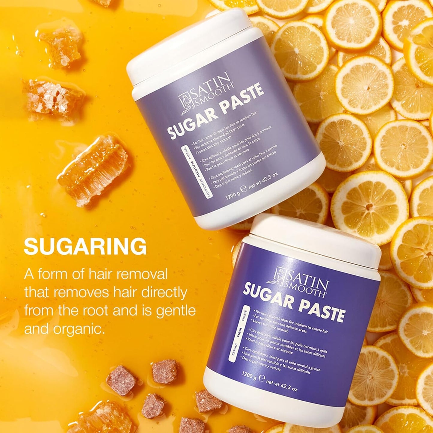 Satin Smooth Sugar Paste - Natural Hair Removal for Sensitive Skin | 42.3 oz, Ideal for Bikini & Delicate Areas