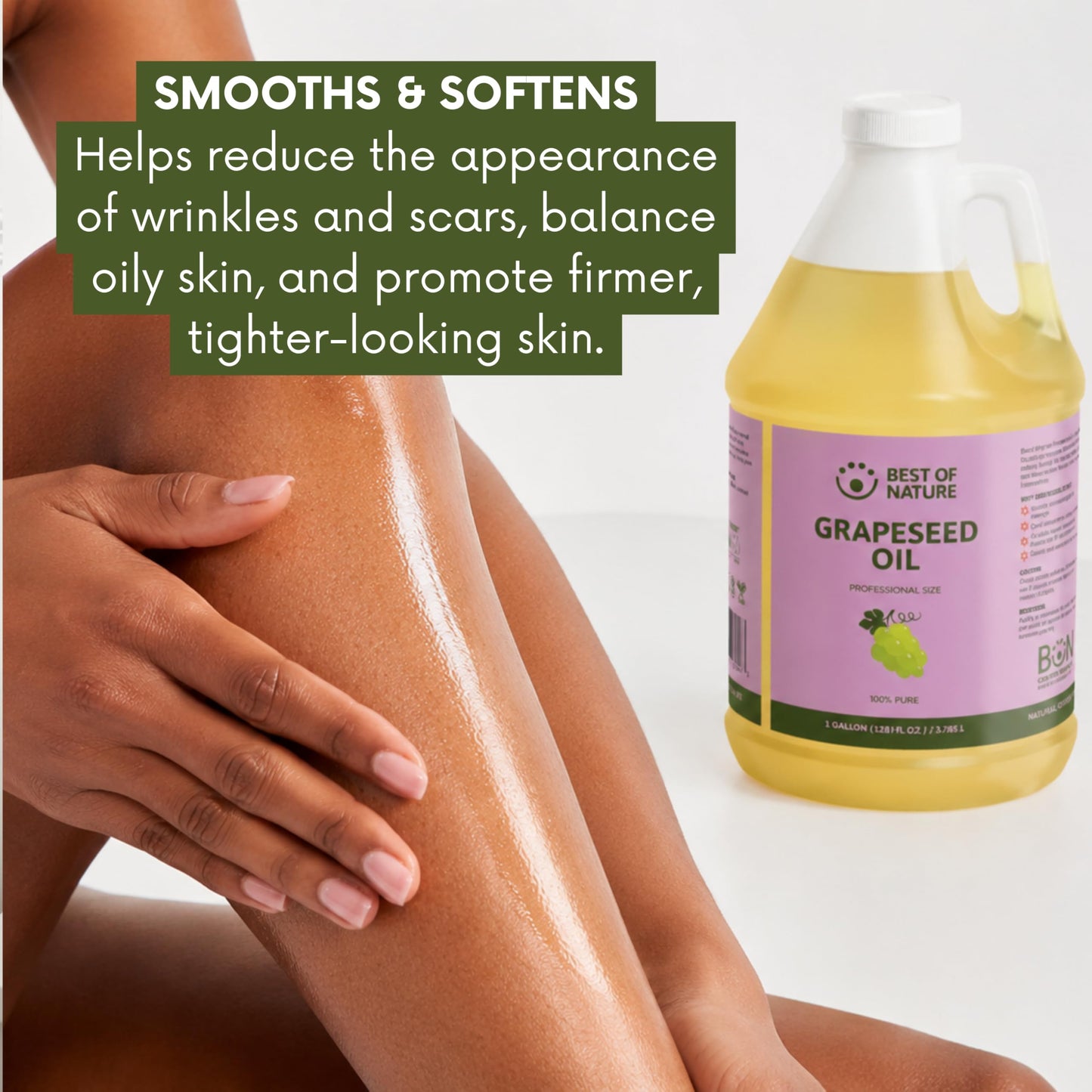 Best of Nature 100% Pure Grapeseed Oil - Unscented, Lightweight, Non-Greasy Moisturizer for Hair, Skin, Face & Aromatherapy, Carrier Oil for Essential Oils, Half Gallon (64 fl oz)
