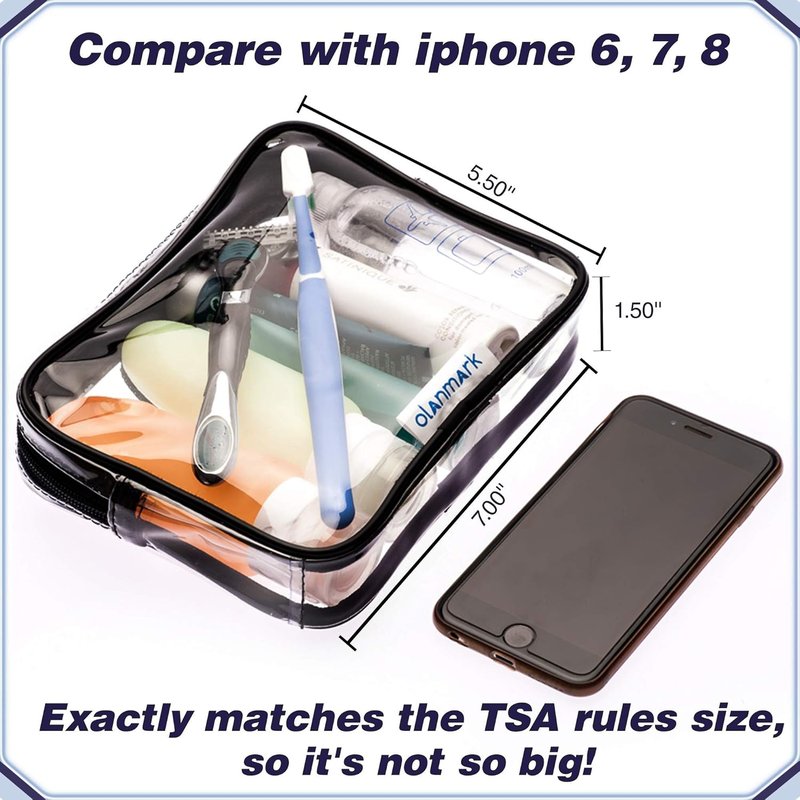 TSA Approved Clear Toiletry Bag - Large Travel Makeup Organizer | Waterproof Design