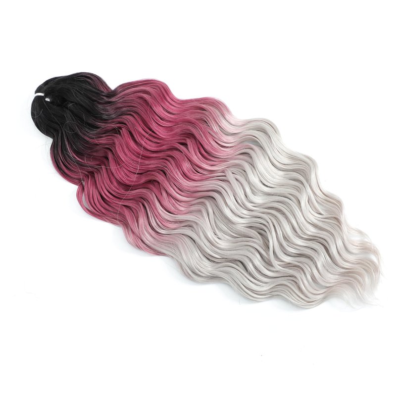 300g Curly Braiding Hair Off Black to Purple to Grey Ocean Wave Crochet Hair Long Synthetic Loose Deep Wavy Twist Hair for Boho Braids