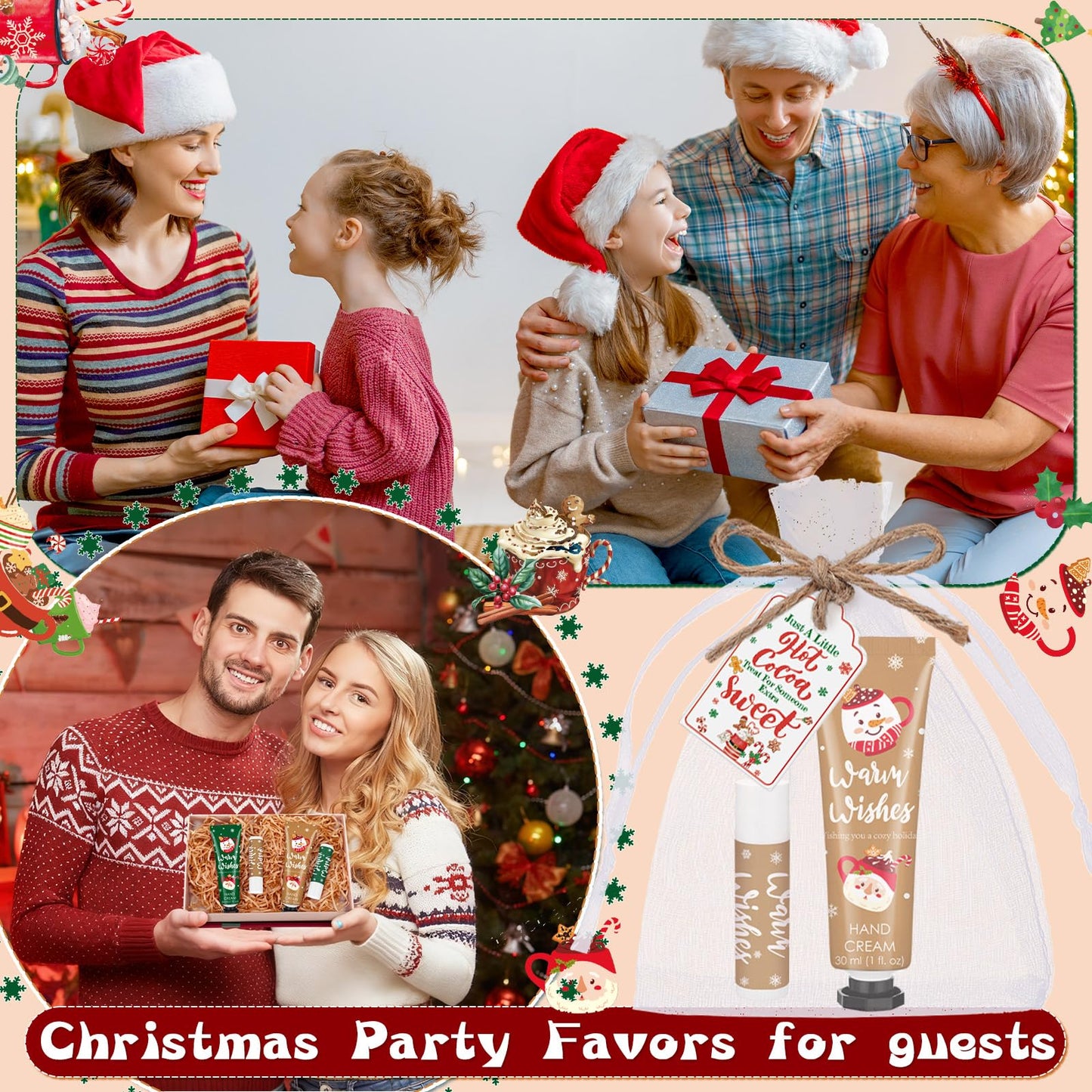 Demissle Christmas Hot Cocoa Party Favors Hand Cream Lip Balm Gifts
