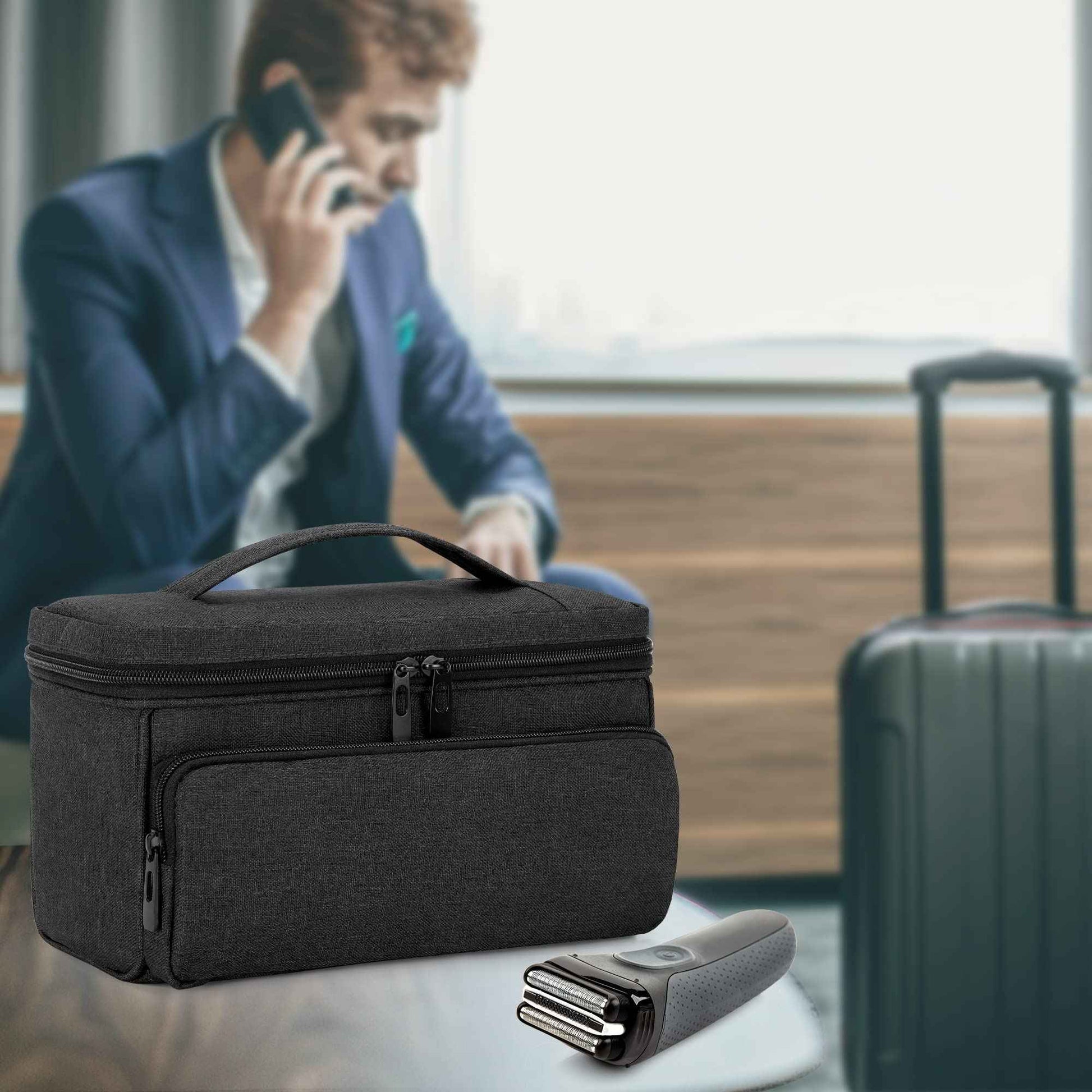 CURMIO Barber Bag for Hair Clippers, Men Grooming Travel Case for Electronic Shaver, Hair Trimmer and Hair Cutting Tools, Black, Bag Only