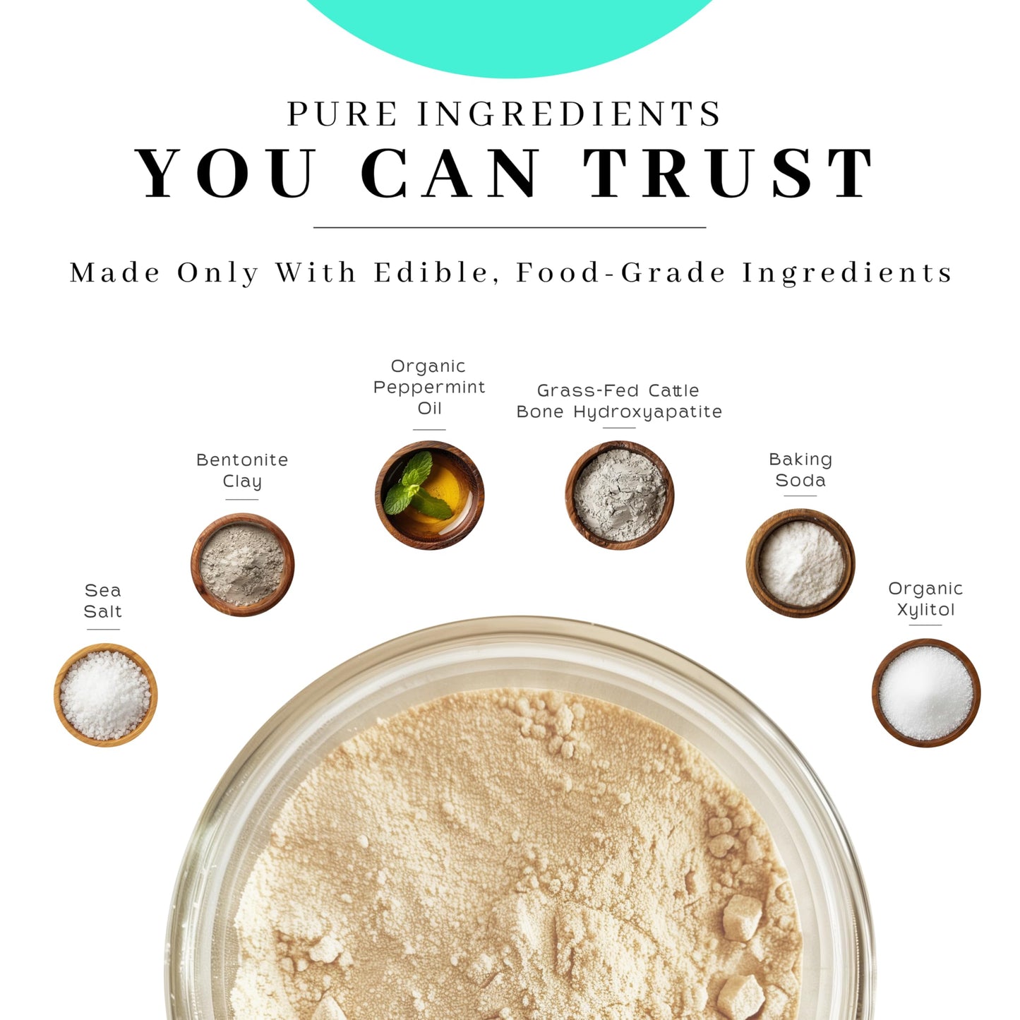 Vanman’s - Mint and Bone Tooth Powder Toothpaste - Remineralizing Tooth Powder with Cattle Bone Derived Hydroxyapatite, Bentonite Clay, Peppermint Oil and Baking Soda - 2.2 oz