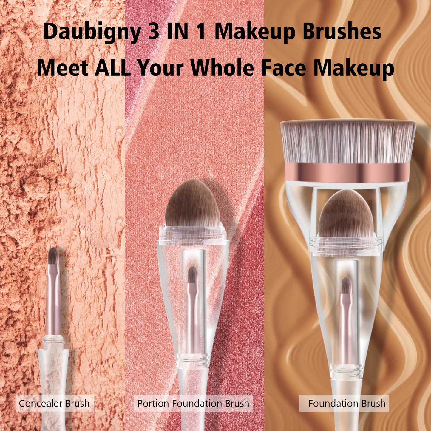 Foundation Brush, Daubigny Perfect Makeup Brush for Face Blush Liquid Powder Foundation Brush for Blending Liquid, Cream or Flawless Powder Cosmetics with Great Gift Case