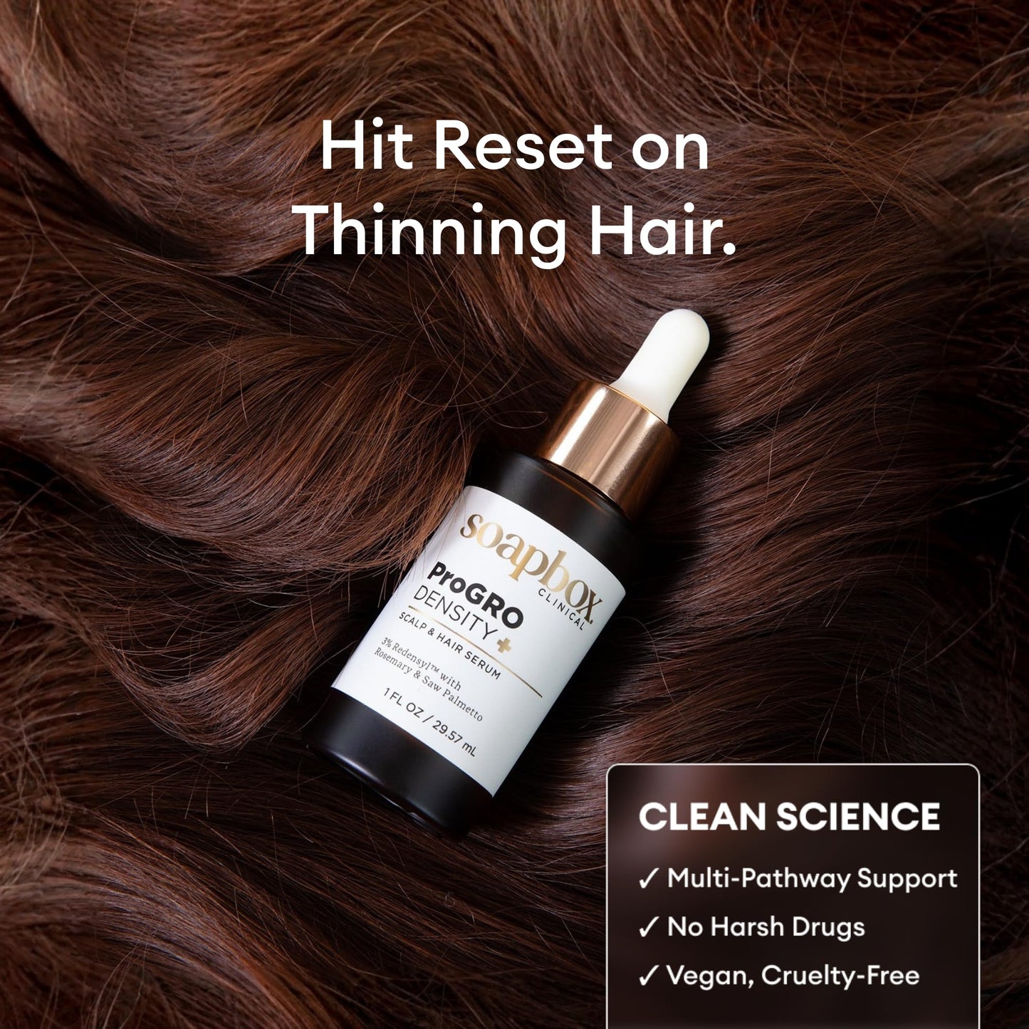 Soapbox ProGRO Density+ Hair Thickening Serum, Supports Fuller, Stronger Hair - Lightweight Scalp Serum for Thinning Hair - Clean Ingredients Free of Harsh Chemicals, Sulfates, Parabens & Silicones