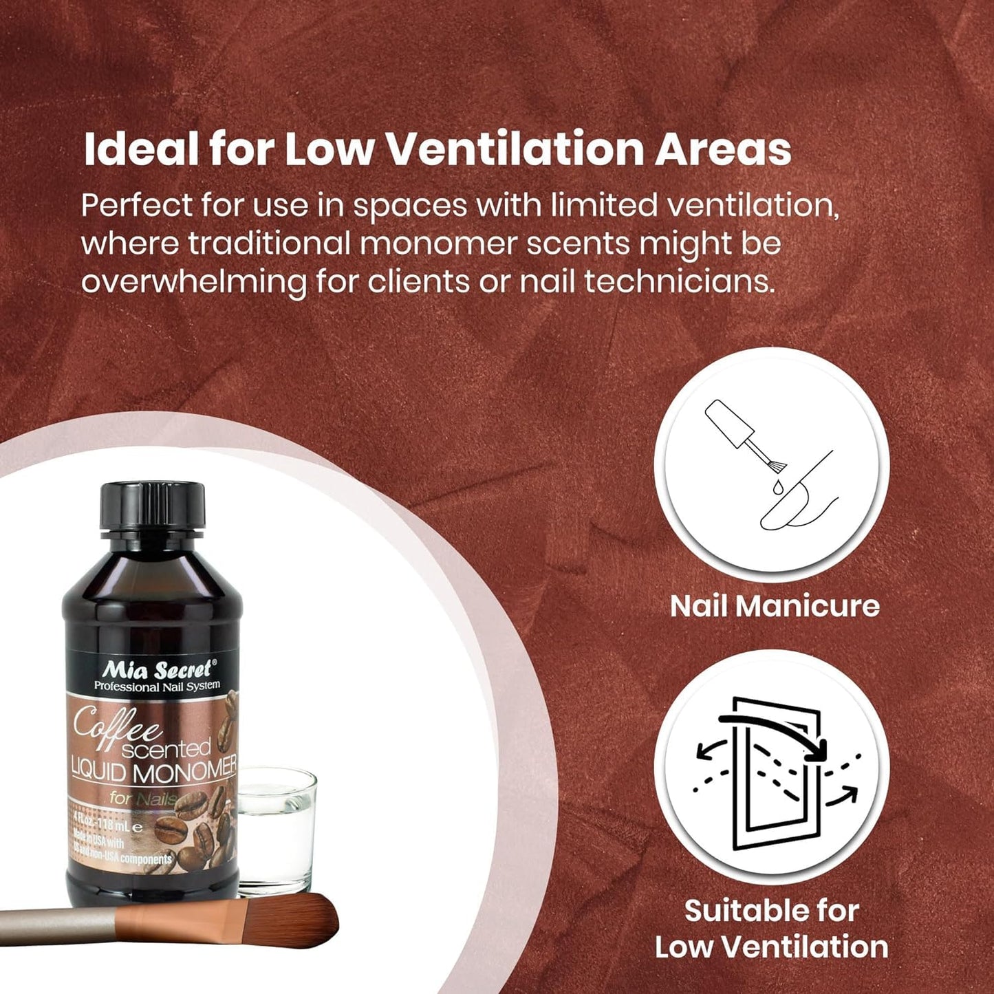 Mia Secret Coffee Scented Liquid Monomer - EMA Acrylic Nail Liquid for Acrylic Powder | 8 oz.