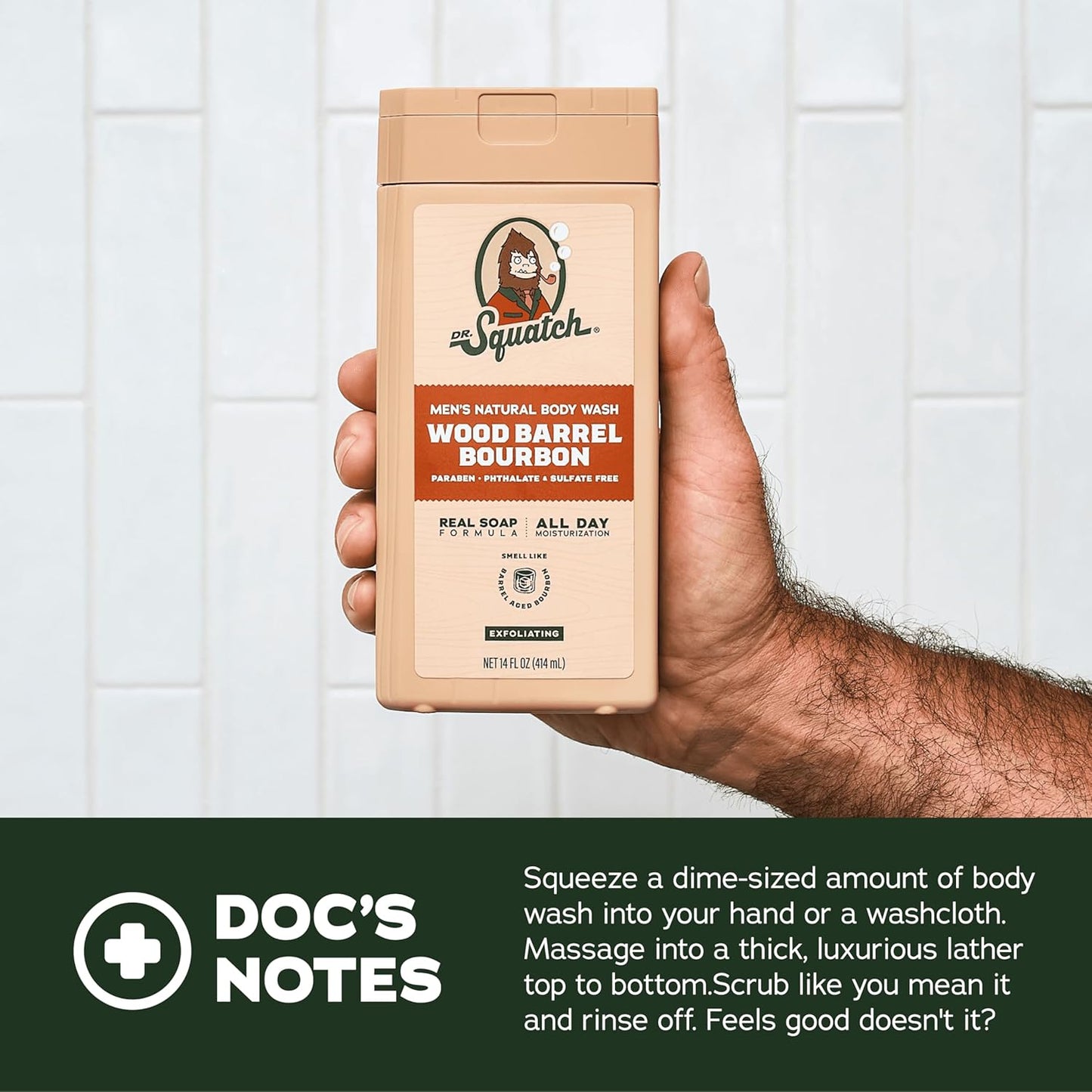 Dr. Squatch Men's Body Wash - Natural Cleansing Shower Gel for Nourishing Skin | Fresh Falls & Coconut Castaway (14 oz, 2-Pack)