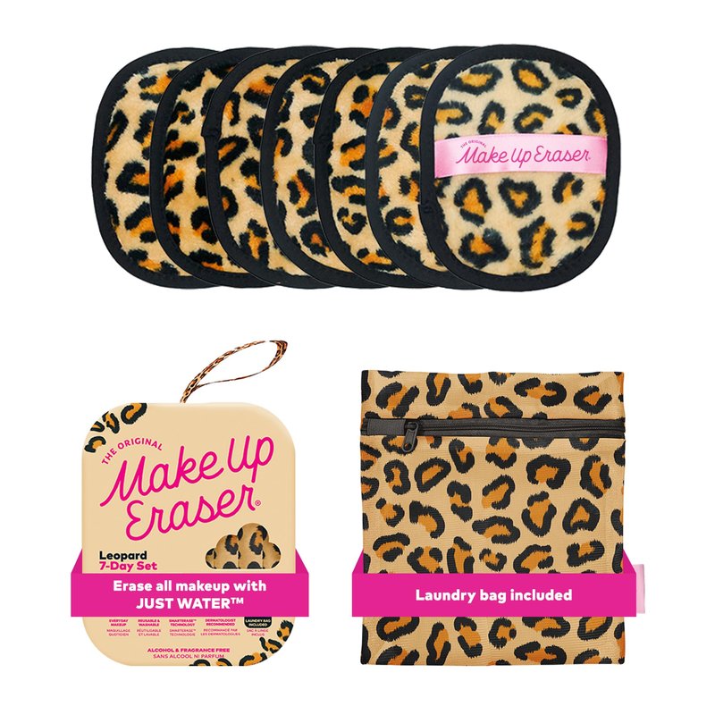 The Original Makeup Eraser 7-Day Set, Erase All Makeup With Just Water, Including Waterproof Mascara, Eyeliner, Foundation, Lipstick, Sunscreen, and More! Leopard, 7ct