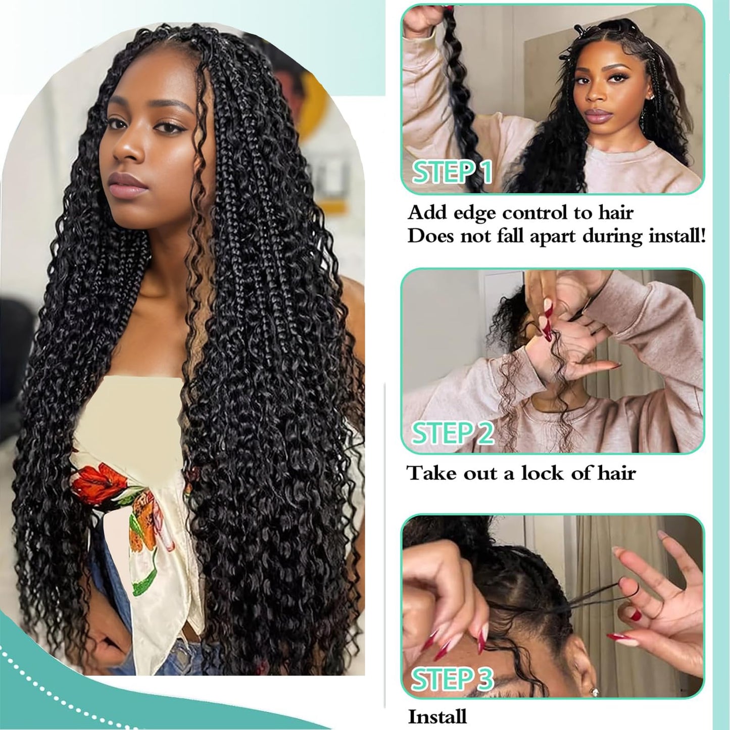 Human Braiding Hair for Boho Braids 20 Inch Deep Wave Bulk Human Hair Boho Hair for Braiding No Weft Brazilian Human Hair Extensions Wet and Wavy Curly Human Hair Boho Braiding Hair 2 Bundles 100g
