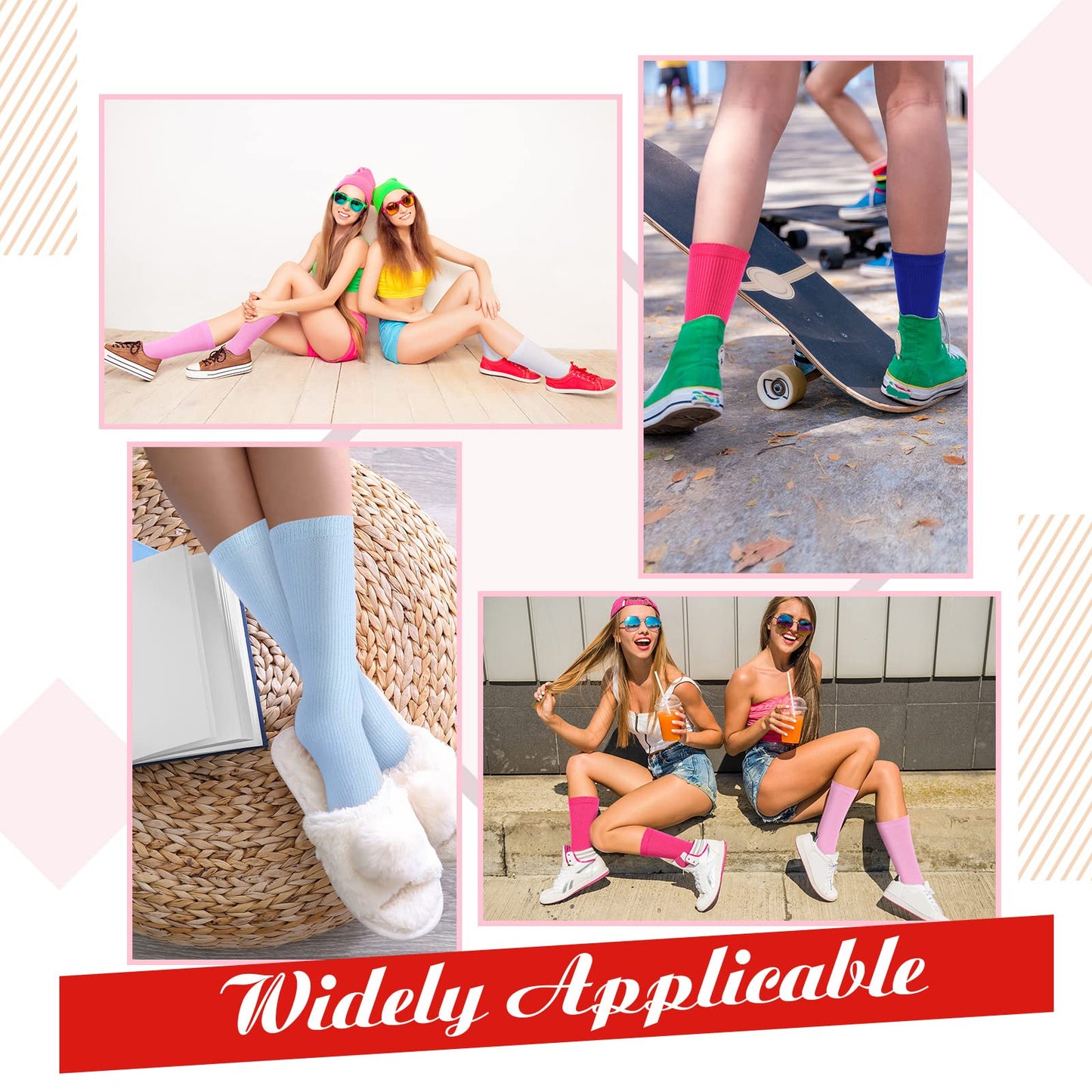 Jadive 30 Pairs Womens Crew Socks Solid Color Socks Lightweight Cute Women Cotton Gym Athletic(Multicolor)