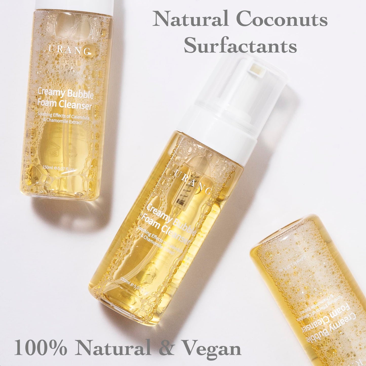 URANG Creamy Bubble Foam Cleanser – Premium K-beauty Foam Cleanser Soften and Moisturize Skin – 5.07 Fl.oz – COSMOS NATURAL Certified – 100% Natural