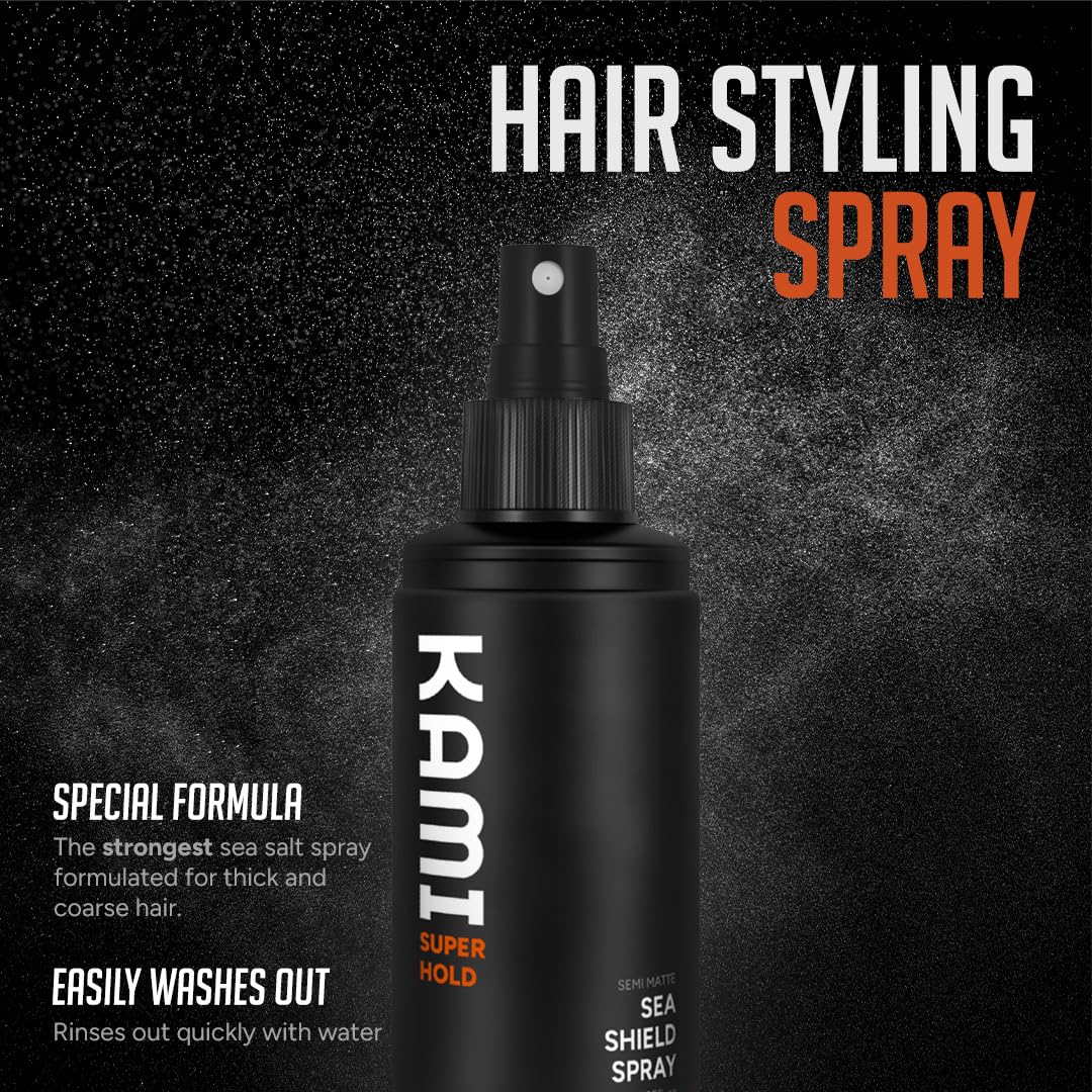 Kami Sea Shield Salt Hair Spray - Strong Hold Texturizing Spray for Thick Hair | Natural Waves & Volume, Premium Formula