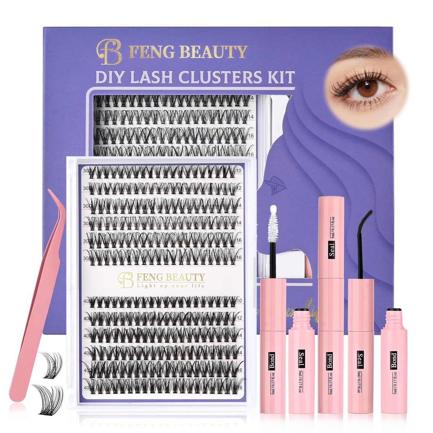 Eyelash Clusters Kit - 240PCS Natural Wispy Extensions with Bond & Seal | Mixed Lengths 10-16mm