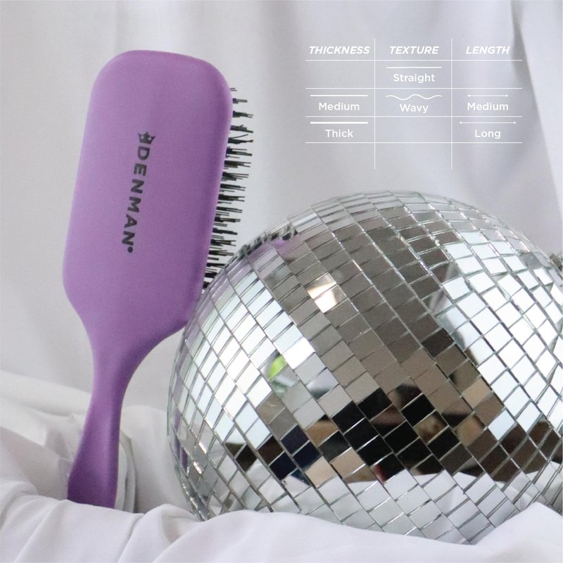 Denman Tangle Tamer Ultra (Violet) Detangling Paddle Brush For Curly Hair And Black Natural Hair - use with both Wet & Dry Hair, D90L