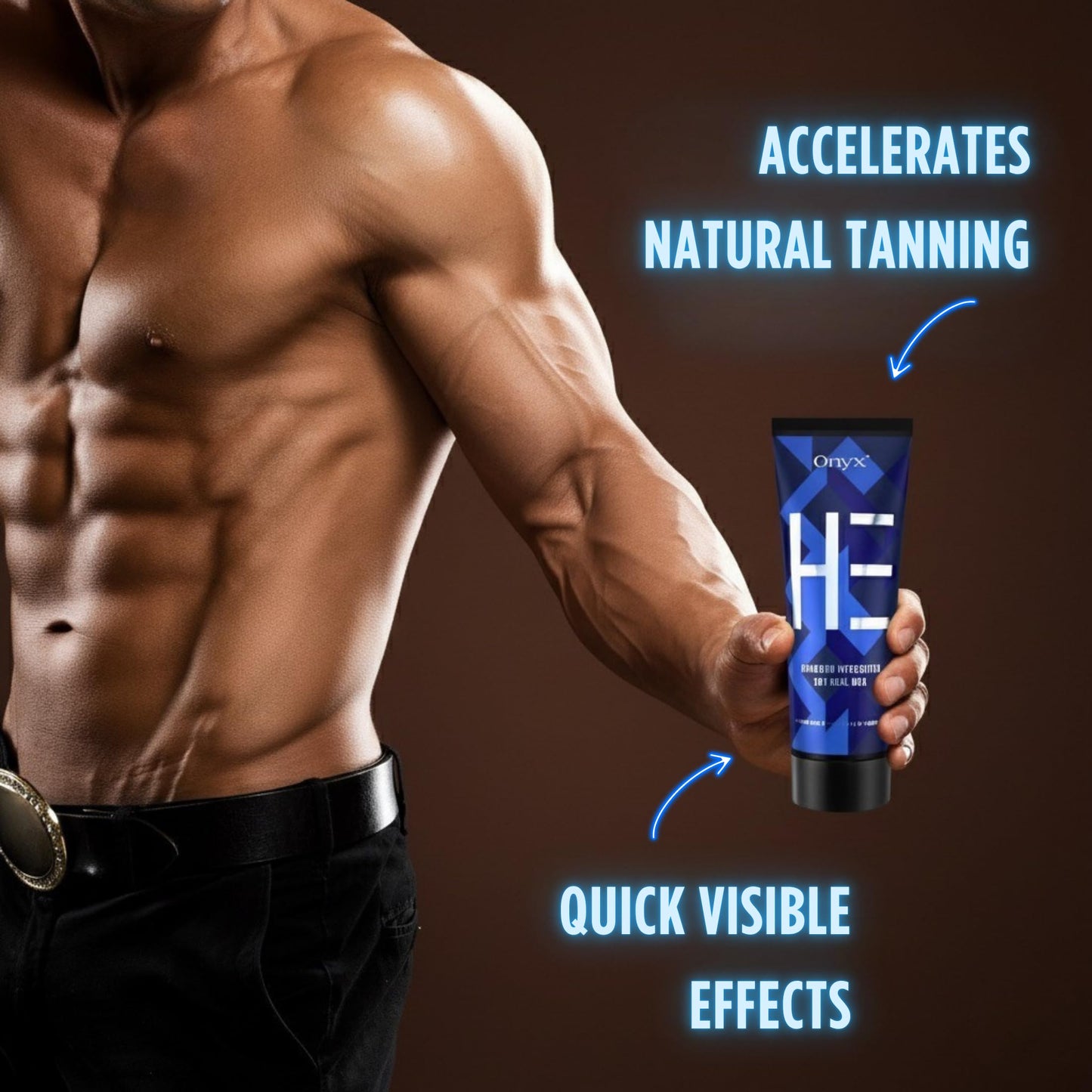 Onyx HE Tanning Bed Lotion for Men - Indoor Tanning Lotion Accelerator & Bronzer, Quick & Dark Tan, Men's Tanning Lotion with Skin Firming, Muscle Bronzing Complex & Moisturizing Formula