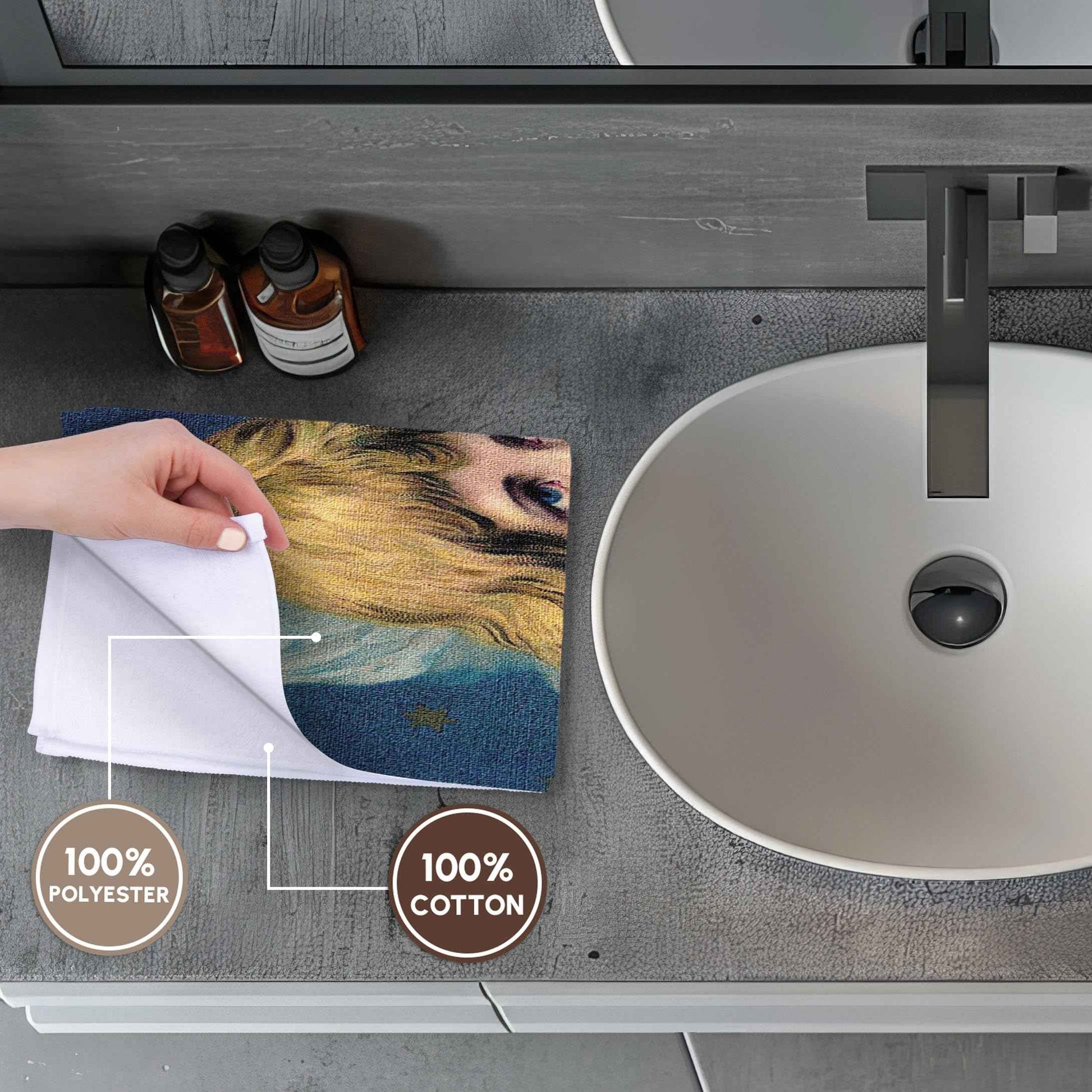 3D Rose Image of Victorian Angel Close-up with Canvas Effect Hand Towel, 15" x 22", Multicolor