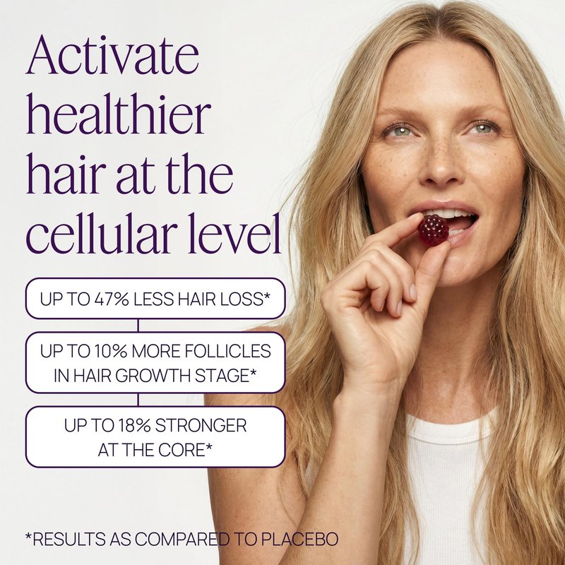 OMI - Peptides for Hair Growth, Gummies for Women with Patented Follicle Fortifying Biotechnology, Now in Delicious Wild Berry Flavor (60 Gummies)