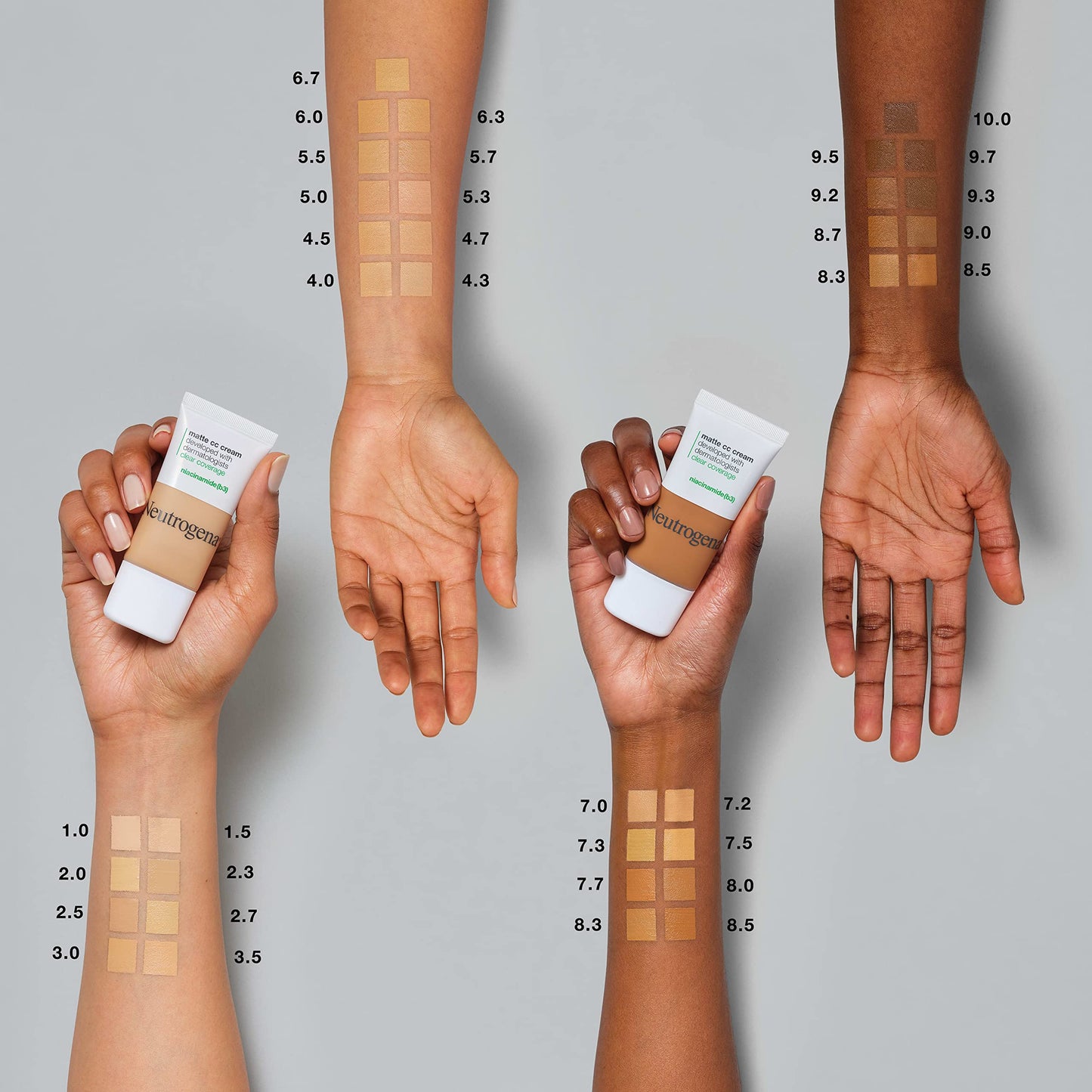 Neutrogena Clear Coverage Flawless Matte CC Cream, Full-Coverage Color Correcting Cream Face Makeup with Niacinamide (b3), Hypoallergenic, Oil Free &-Fragrance Free, Butterscotch, 1 oz (Pack of 2)