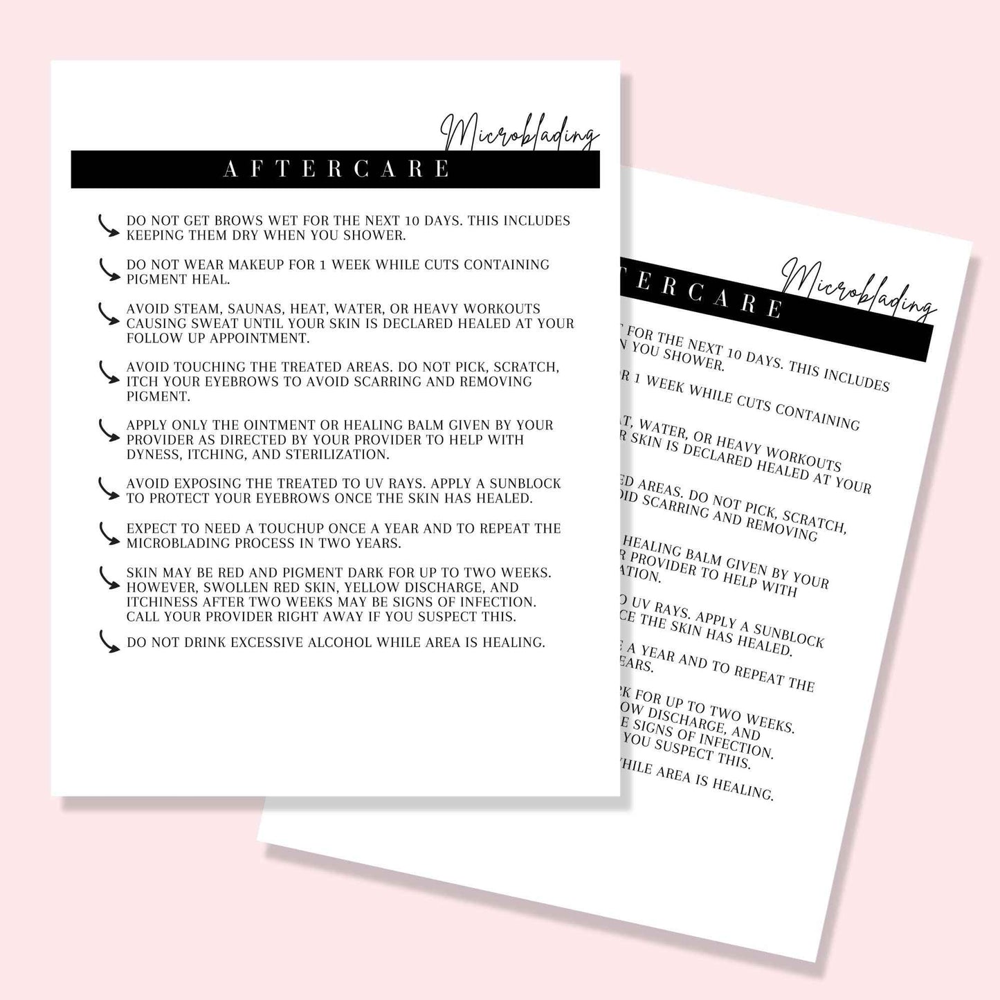 Microblading Intake, Consent, and Aftercare Form | 75 Pack | 8.5 x 11" A1 Forms | Clients Signature | Consent Forms for Microblading | Clients Signature | Minimalist Design