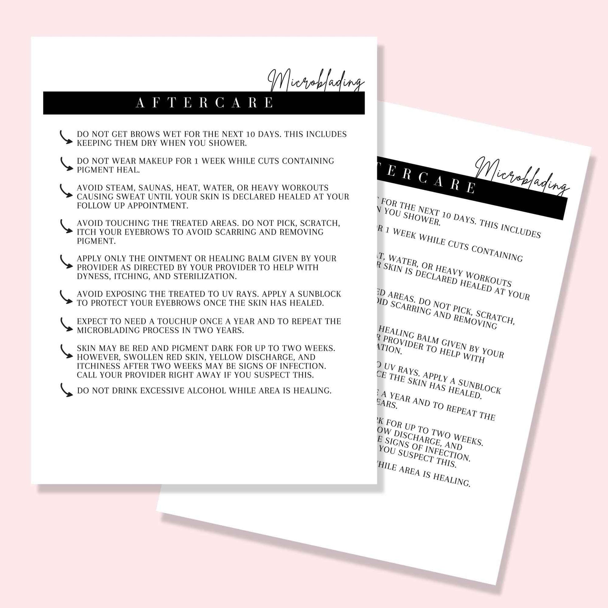 Microblading Intake, Consent, and Aftercare Form | 75 Pack | 8.5 x 11" A1 Forms | Clients Signature | Consent Forms for Microblading | Clients Signature | Minimalist Design