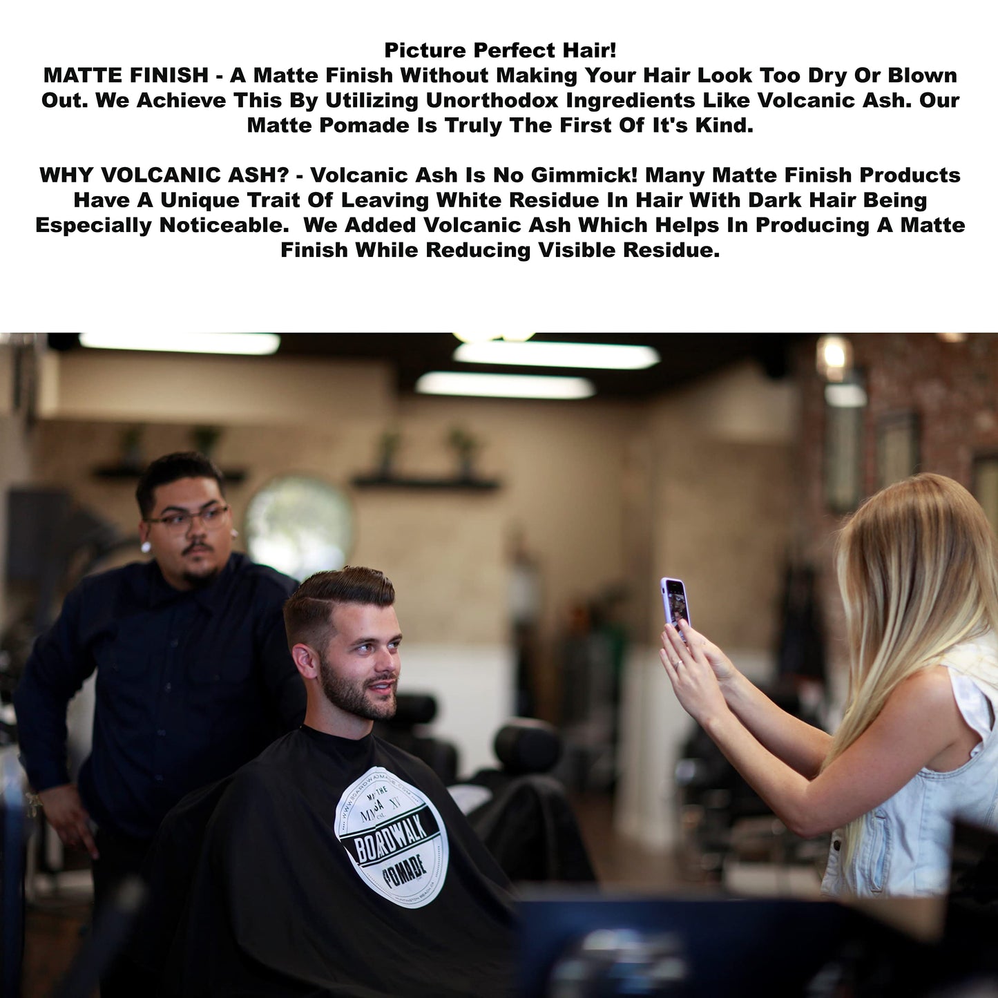 Boardwalk Pomade Strong-Hold 5oz Water Soluble Aloe Castor Oil Vitamin B-5 Anti-Dandruff Vegan for Men and Women