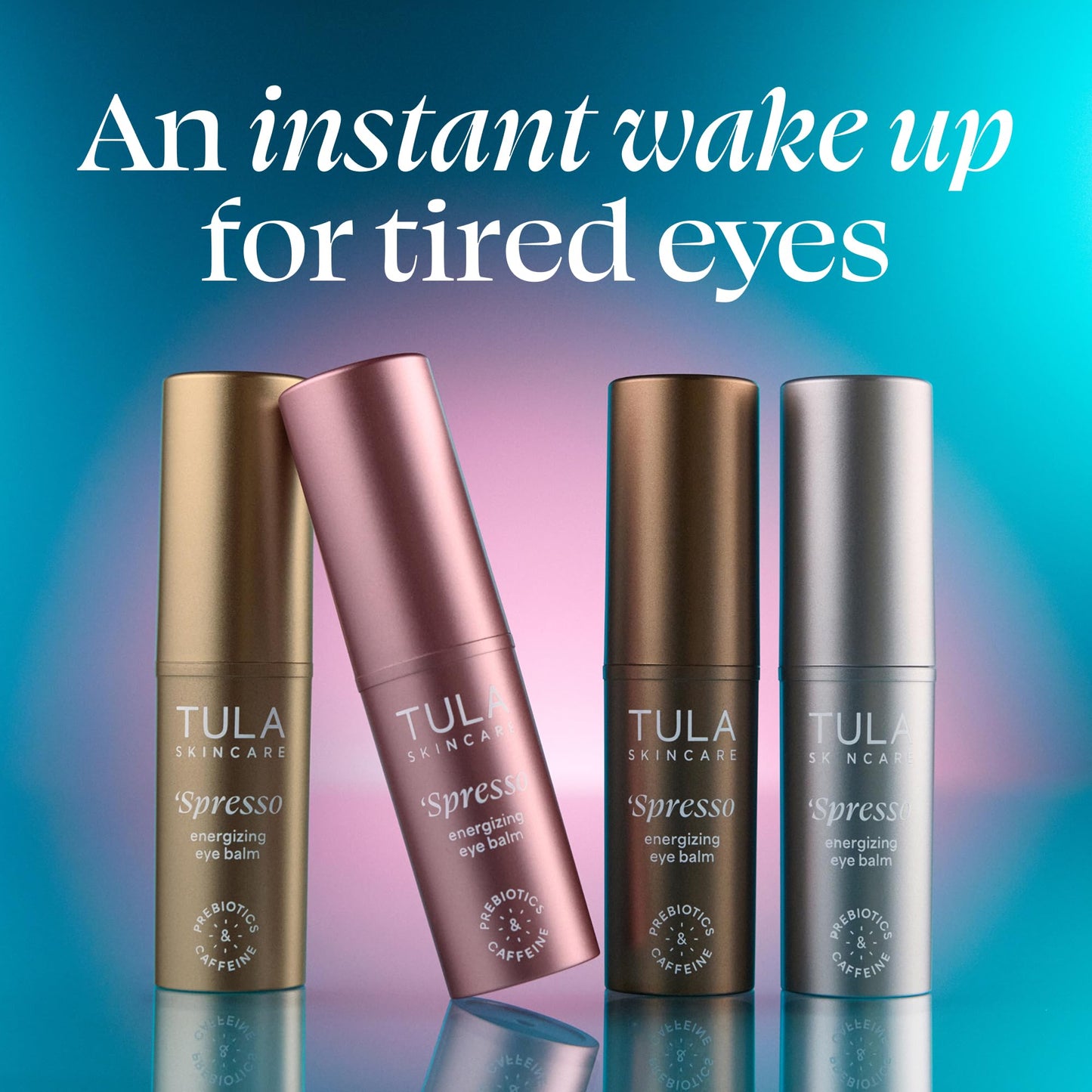 TULA Skin Care Spresso Energizing Eye Balm, Rose Glow - Energizing & Hydrating Caffeine Under Eye Treatment for Dark Circles, Portable and Perfect to Use On-the-go, 0.35 oz.