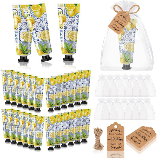 Dansib 48 Sets /144 Pcs Baby Shower Hand Cream Gift Party Favors for Guests Gift Bridal Wedding Thank You Gifts Bulk Mini Travel Size Hand Lotion Set for Guests(Lemon)