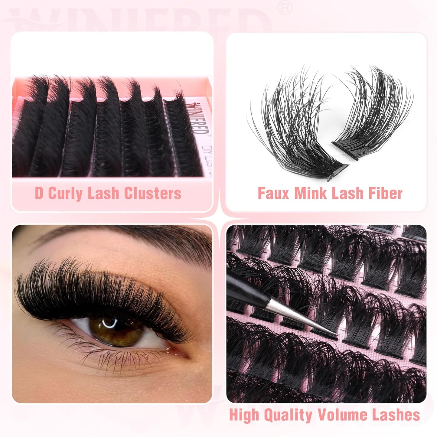 Winifred Bottom Lash Clusters Thick Volume Lower Lash Extension DIY Individual Lashes Bottom Clusters Lashes for Cluster Eyelash Extensions (168pcs)