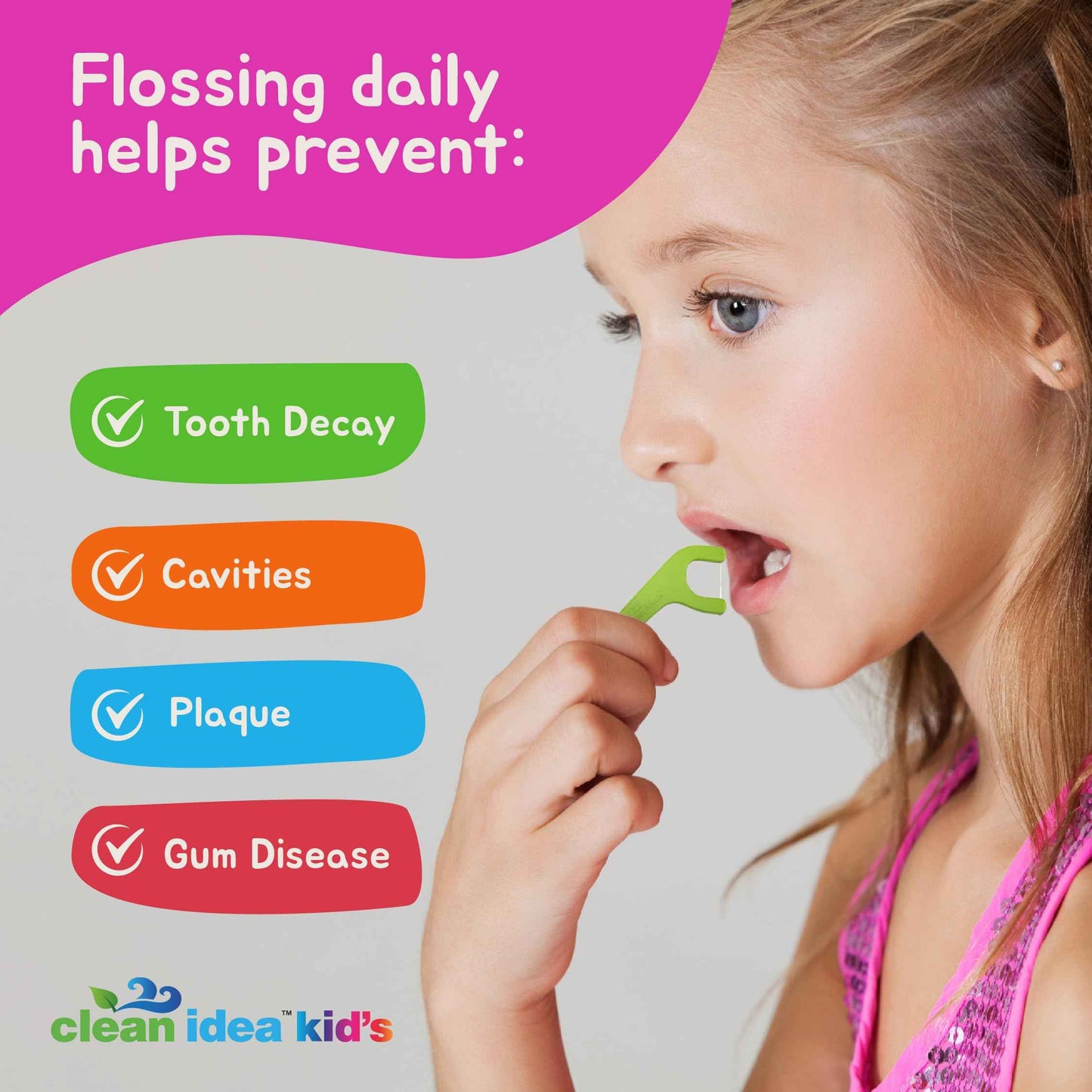Clean Idea Kids EcoFlossers 200ct, Easy to Hold Kids Flossers, Fun & Colorful Kid Flossers, Natural Kid Floss, Plastic Free Biodegradable Floss Picks, Toddler Flosser Stick