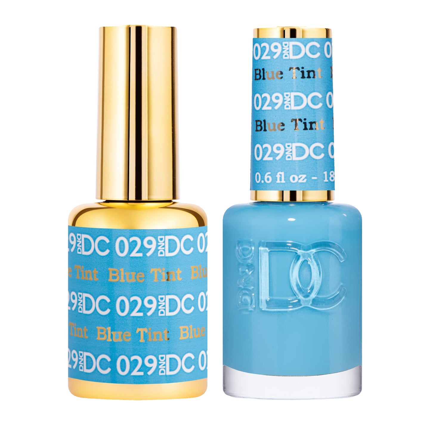 DND DC Gel Polish Set, Blue Collection, UV/LED Gel Polish and Air Dry Nail Lacquer, Matching Chip-Free Polish Duo, 029 Blue Tint, 0.5 Fl Oz