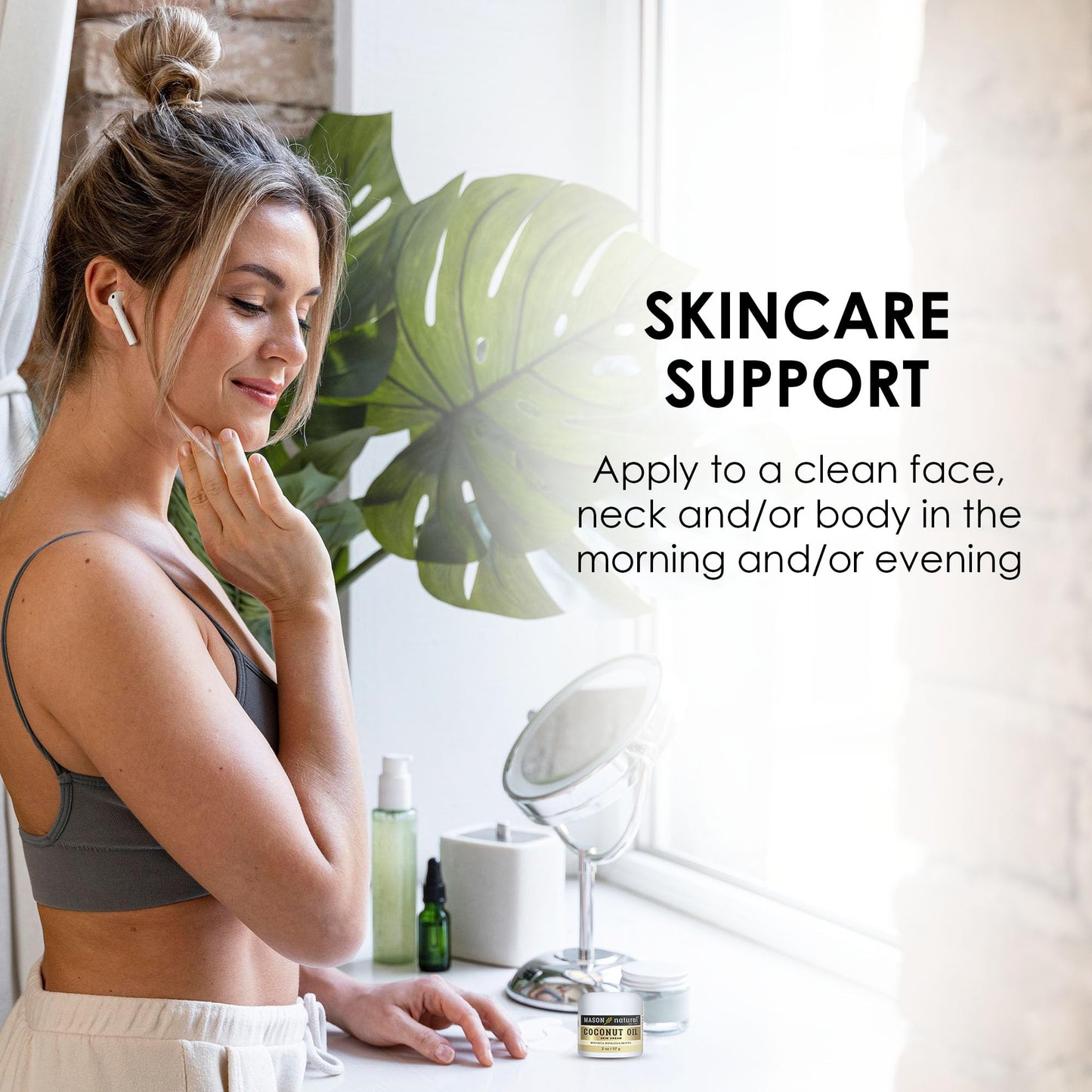 MASON NATURAL Coconut Oil Beauty Cream, Hydrating Moisturizer With Collagen for Smooth & Firm Skin, 2 oz, Pack of 3