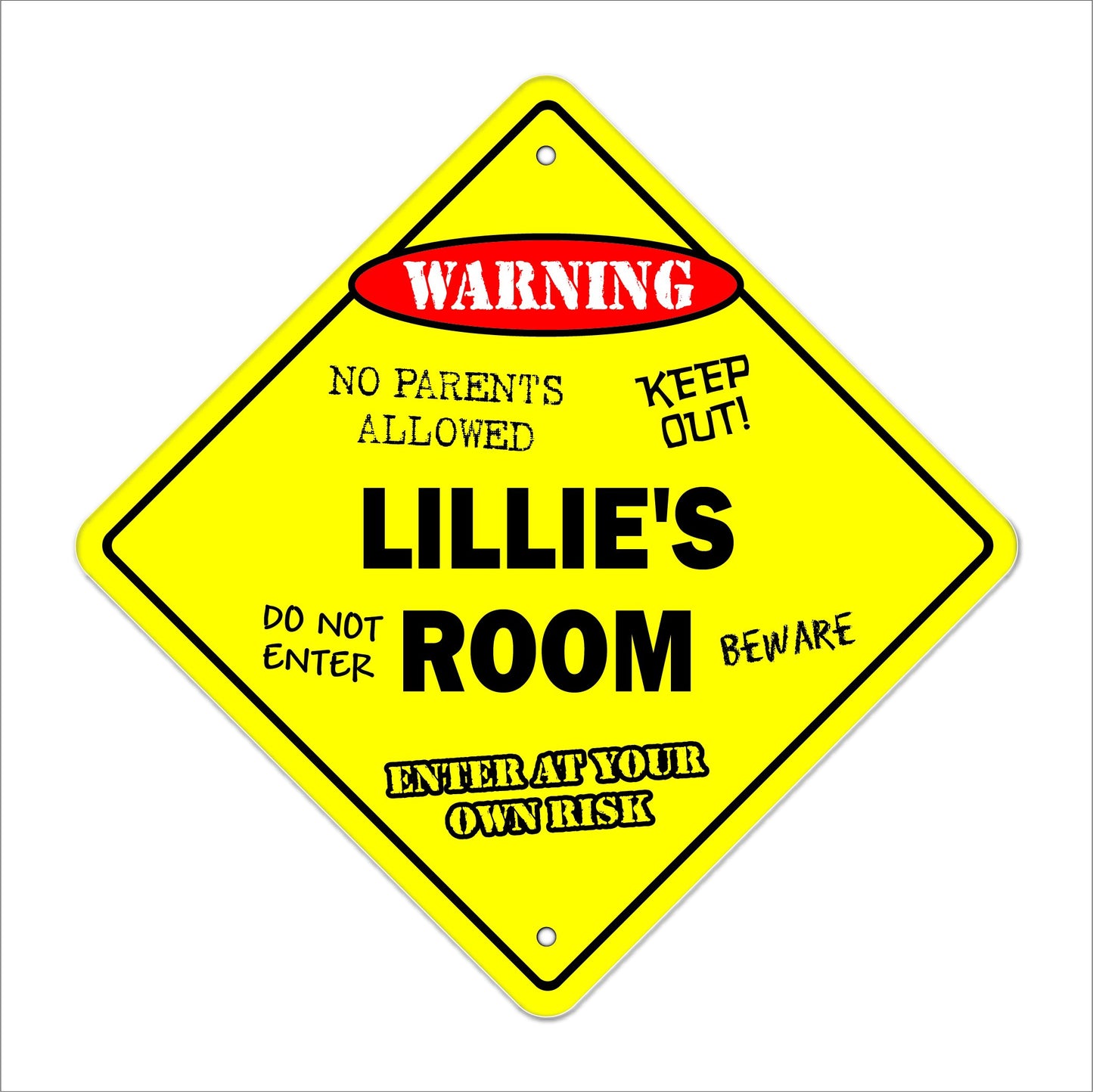 Lillie's Room Sign Crossing Zone Xing | Indoor/Outdoor | 12" Tall Kids Bedroom Decor Door Children's Name boy Girl