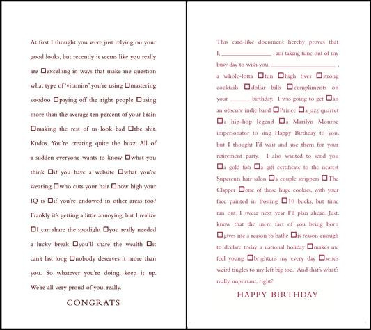 Quiplip Funny Fill-In-The-Blank Congrats Day and Birthday Cards, 6-Pack (QL20236PCK)