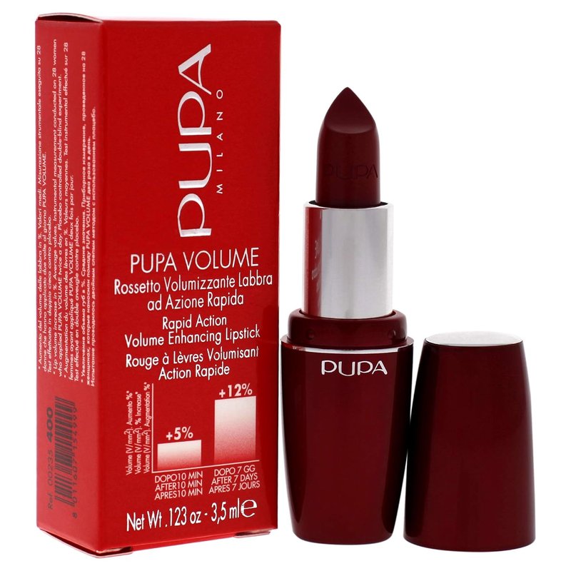 Pupa Milano Lipstick | Plumping, Hydrating Cream Formula - 400 Vintage Red - 0.123 Oz