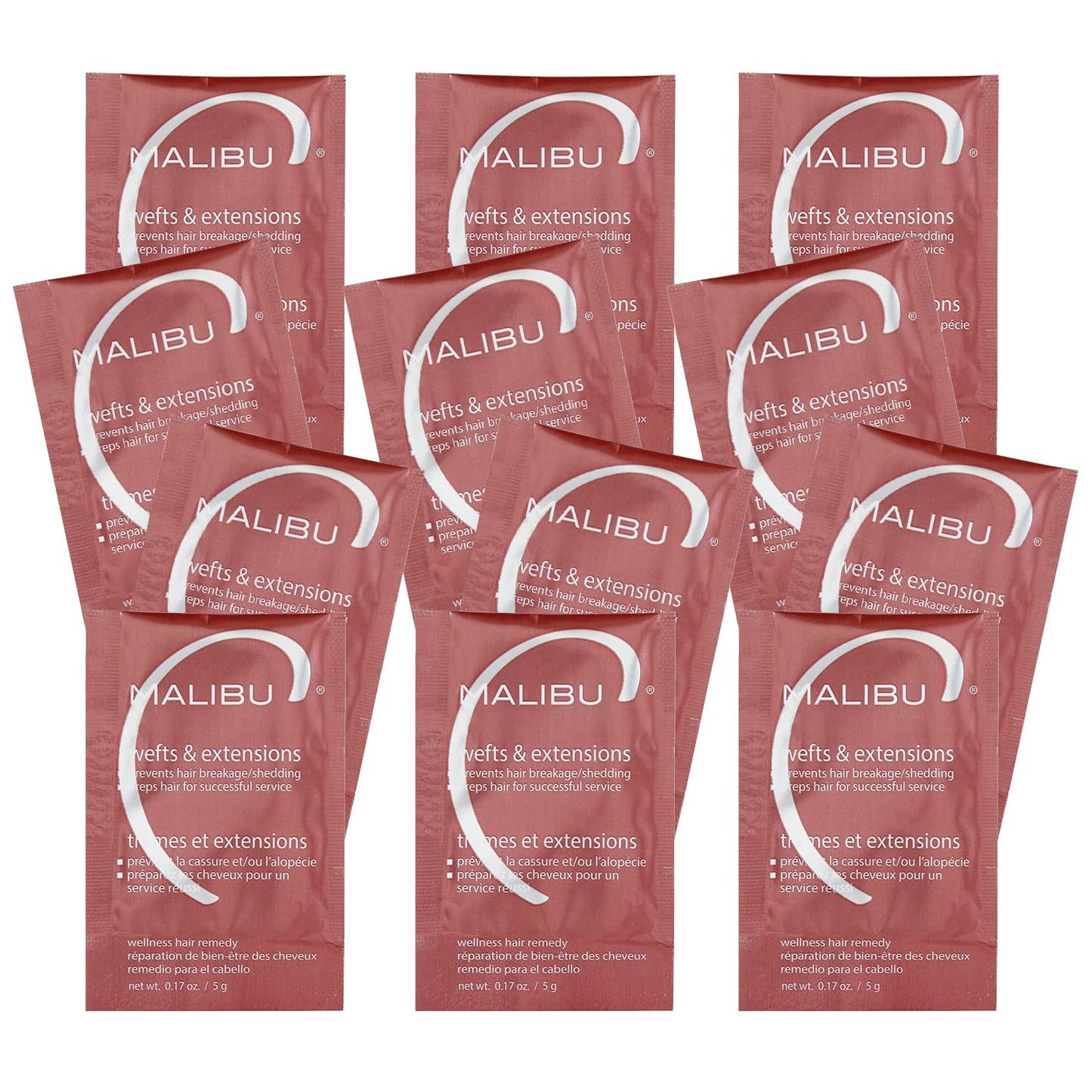 Malibu C Wefts & Extensions Wellness Hair Remedy (12 Packets) - Removes Build Up + Prevents Hair Breakage - Prepares Natural Hair for Hair Extension Application