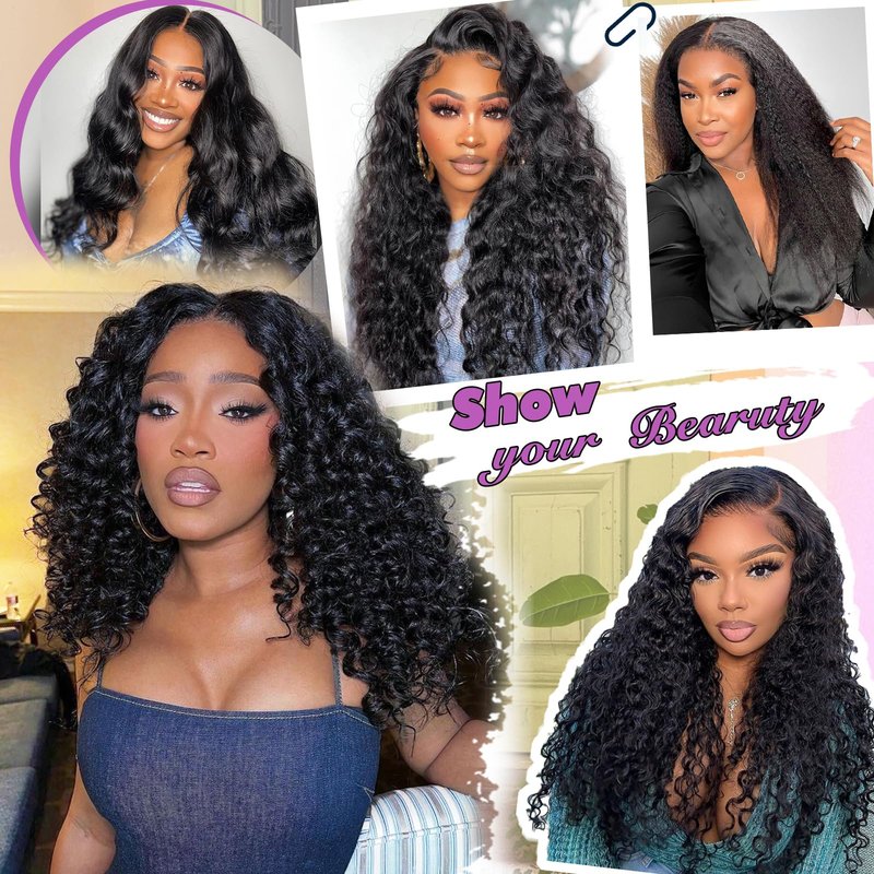 DEYNGS Synthetic Half Wig, Kinky Curly 3 In 1 Wigs For Black Women, Seamless Flip Over Half Wigs Glueless Wear and Go Beginner Friendly Drawstring Headband Wig for Women