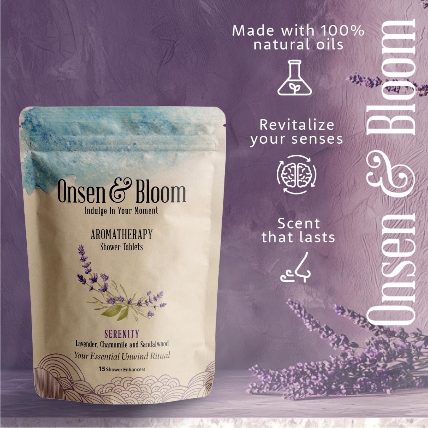 Serenity Aromatherapy Shower Steamers 15-Pack – Lavender, Chamomile & Sandalwood Essential Oils –Perfect for Relaxation, Stress Relief & Better Sleep – Self-Care Gift for Women & Men