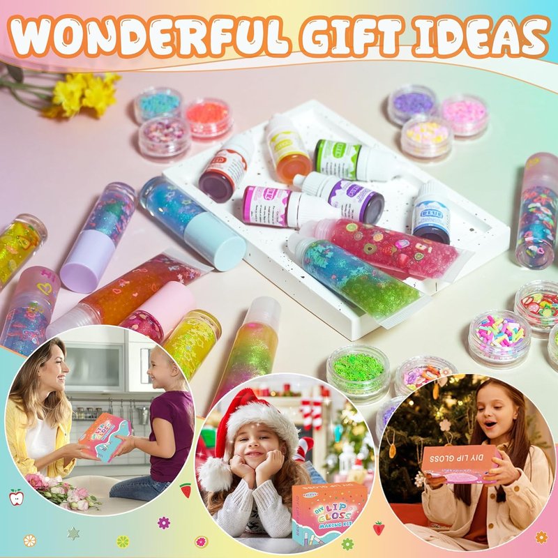 DIY Lip Gloss Making Kit - All-in-One Lip Care Set with Clear Base, Pigments & Glitter | Creative Gift for Women & Girls