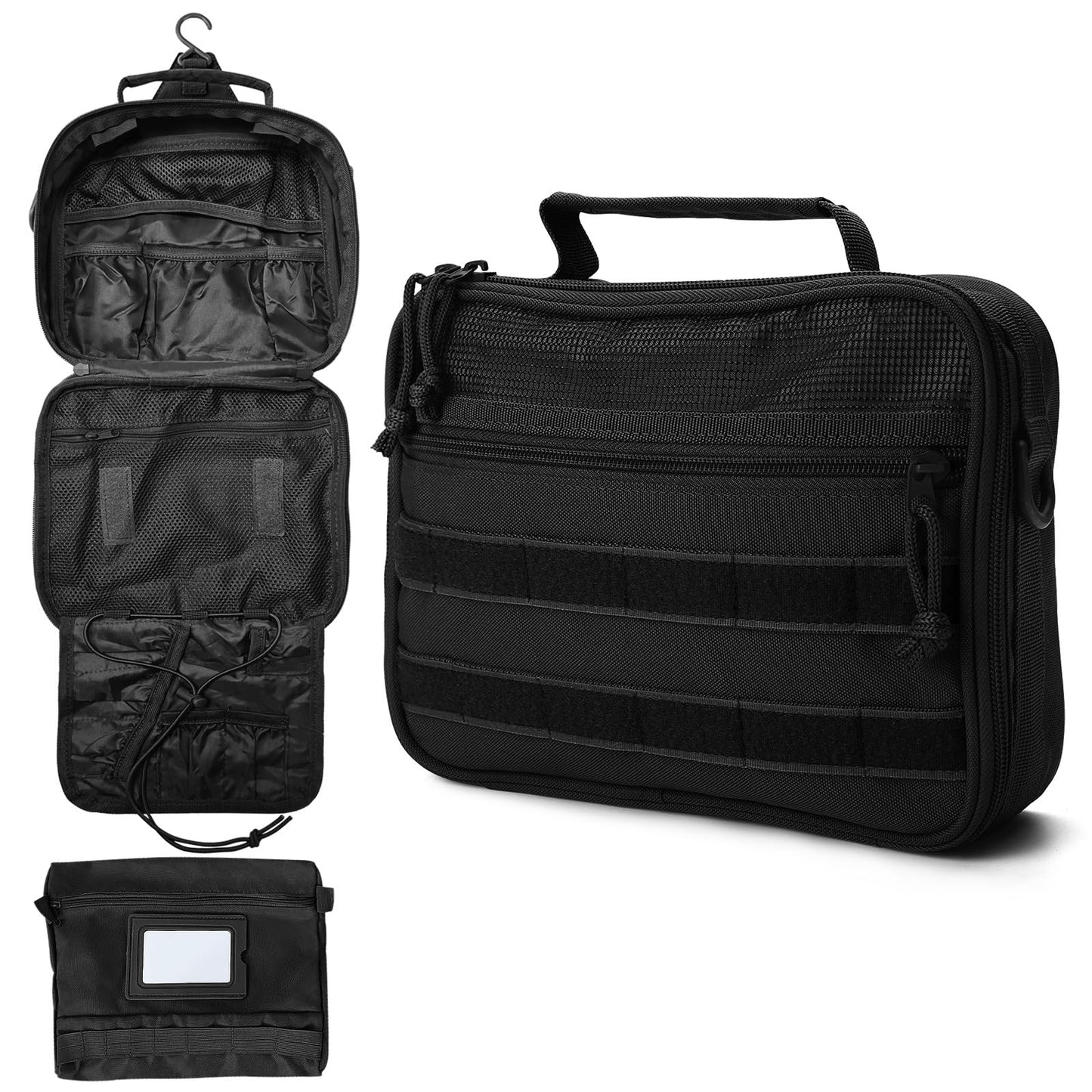 GVCELS Mens Toiletry Travel Bag Tactical Toiletry Bag for Men Bathroom Dopp Kit Hanging Travel Toiletry Bag for Men Shaving Hygiene Bag Travel Toiletry Organizer Short Trips Bag, Black