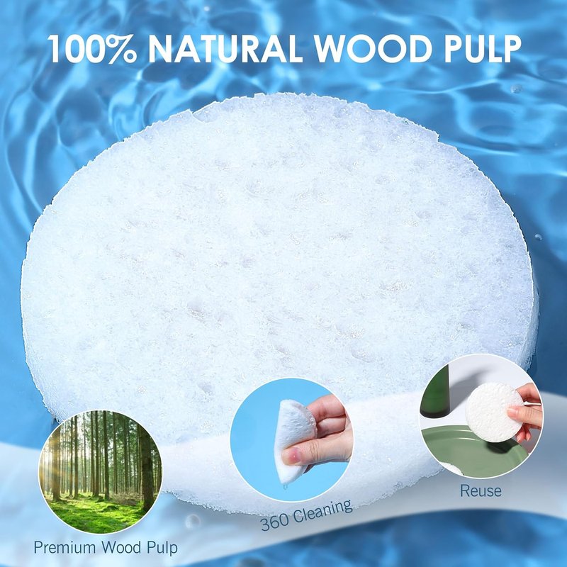Compressed Face Sponges - 60-Count Reusable Natural Cellulose Facial Cleansing Pads | Travel Essentials for Exfoliating & Makeup Removal