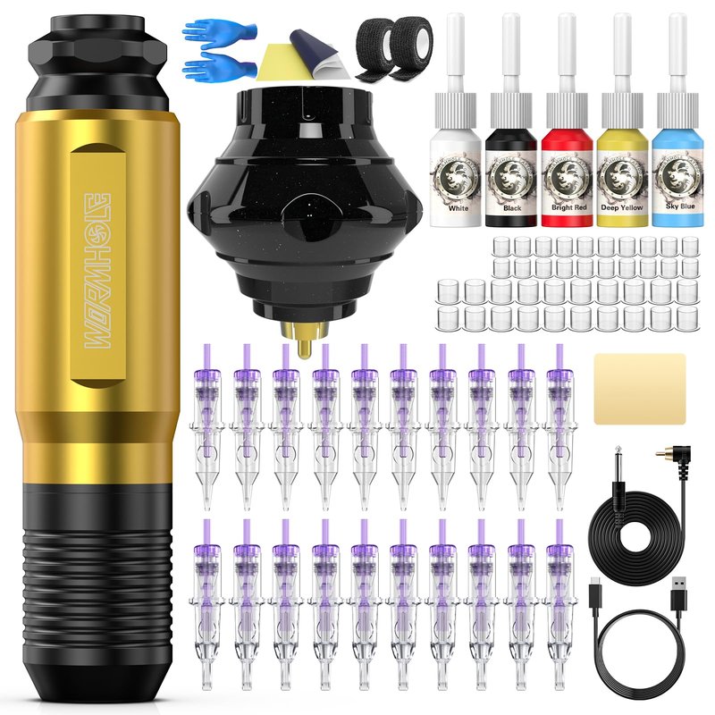 Wireless Tattoo Kit, Tattoo Machine Kit Tattoo Pen Kit Tattoo Gun Kit with Tattoo Battery Rotary Tattoo Machine for Beginners (WTK178)