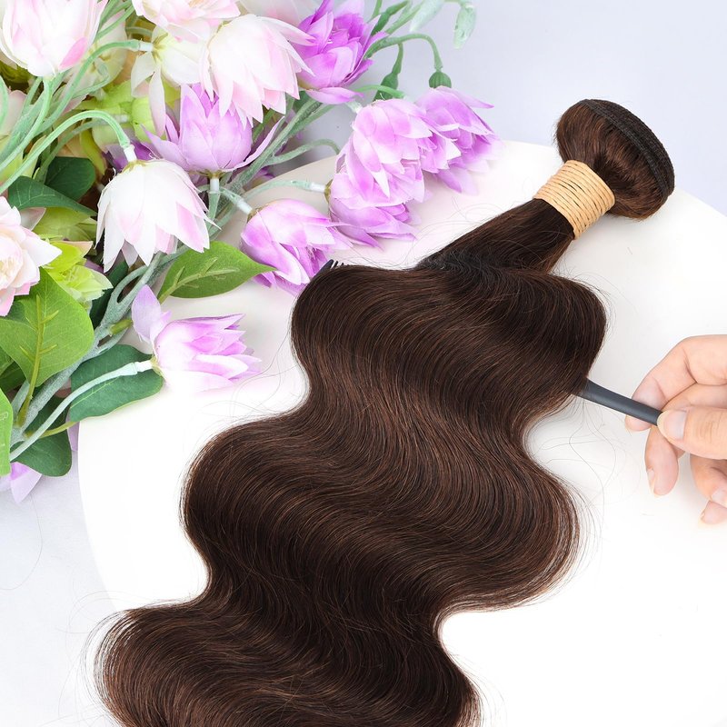 ALLRUN 18 Inch Brown Human Hair Bundle Body Wave 1 Pc - 100% Unprocessed Brazilian Virgin Hair Extensions Chocolate Brown Bundles Human Hair 4# Color (12A)
