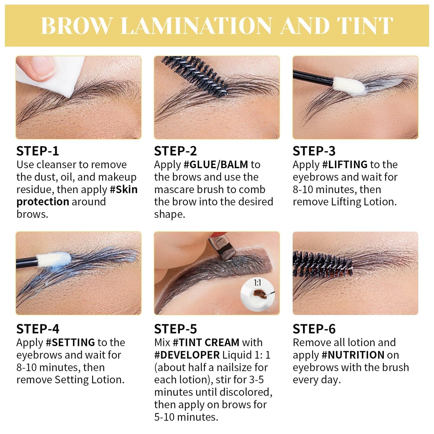 Lash Lift and Color Kit, Brow Lamination Kit with Color, DIY Eyelash Perm Curling for Voluminous Lashes and Brows, Home and Salon Use – Libeauty
