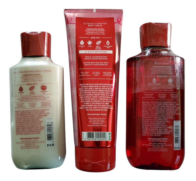 Mrs. Claus Shower Gel & Body Wash Set | Ultimate Hydration Lotion & Cream - 3 Piece Gift Set