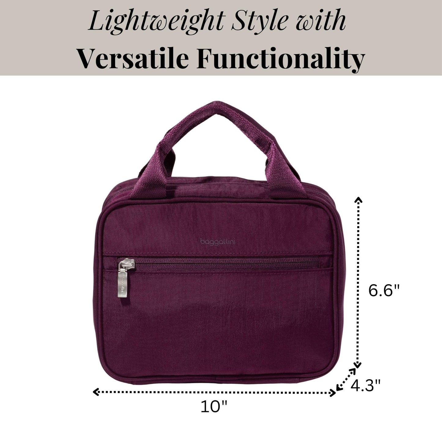 Baggallini Hanging Travel Toiletry Kit - Lightweight 6x10 Inch Makeup Bag
