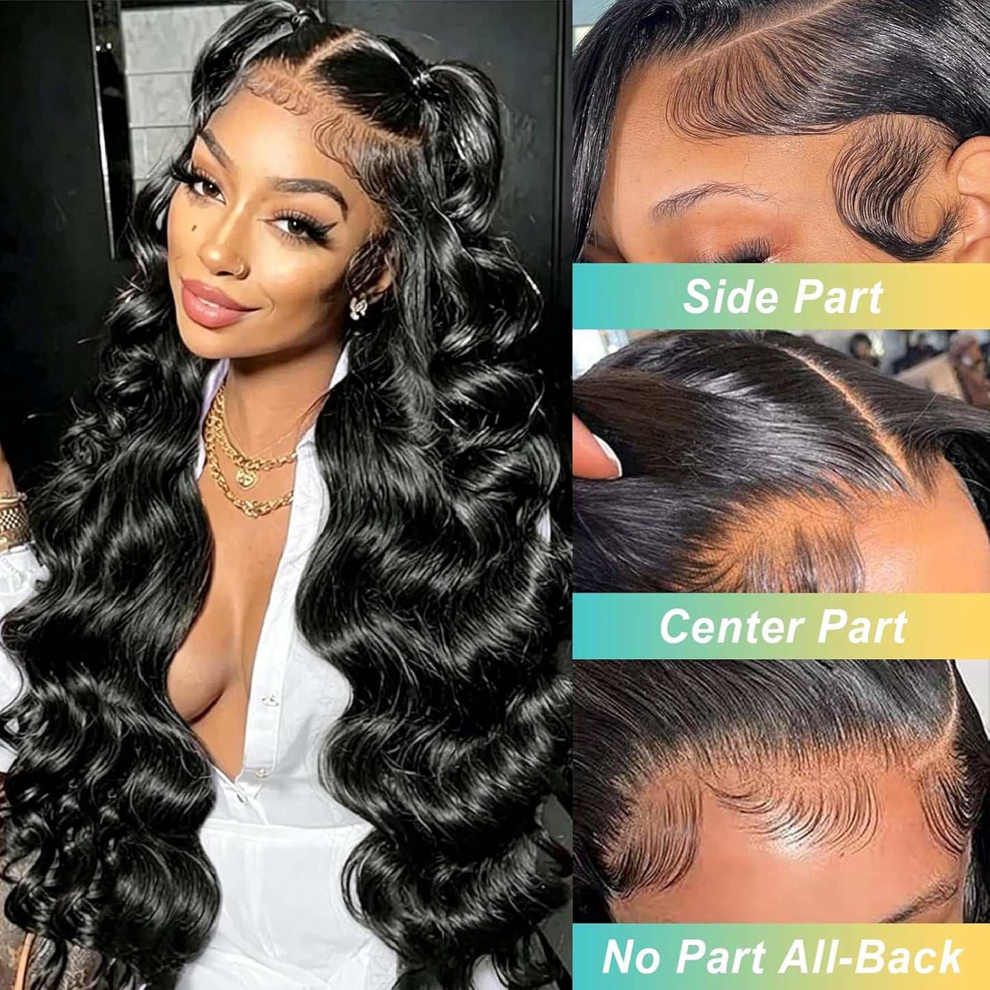 13 x 4 Lace Frontal Closure - Body Wave HD Transparent Lace Front With Bangs | 100% Remy Human Hair, 150% Density, Natural Color, 18 Inch