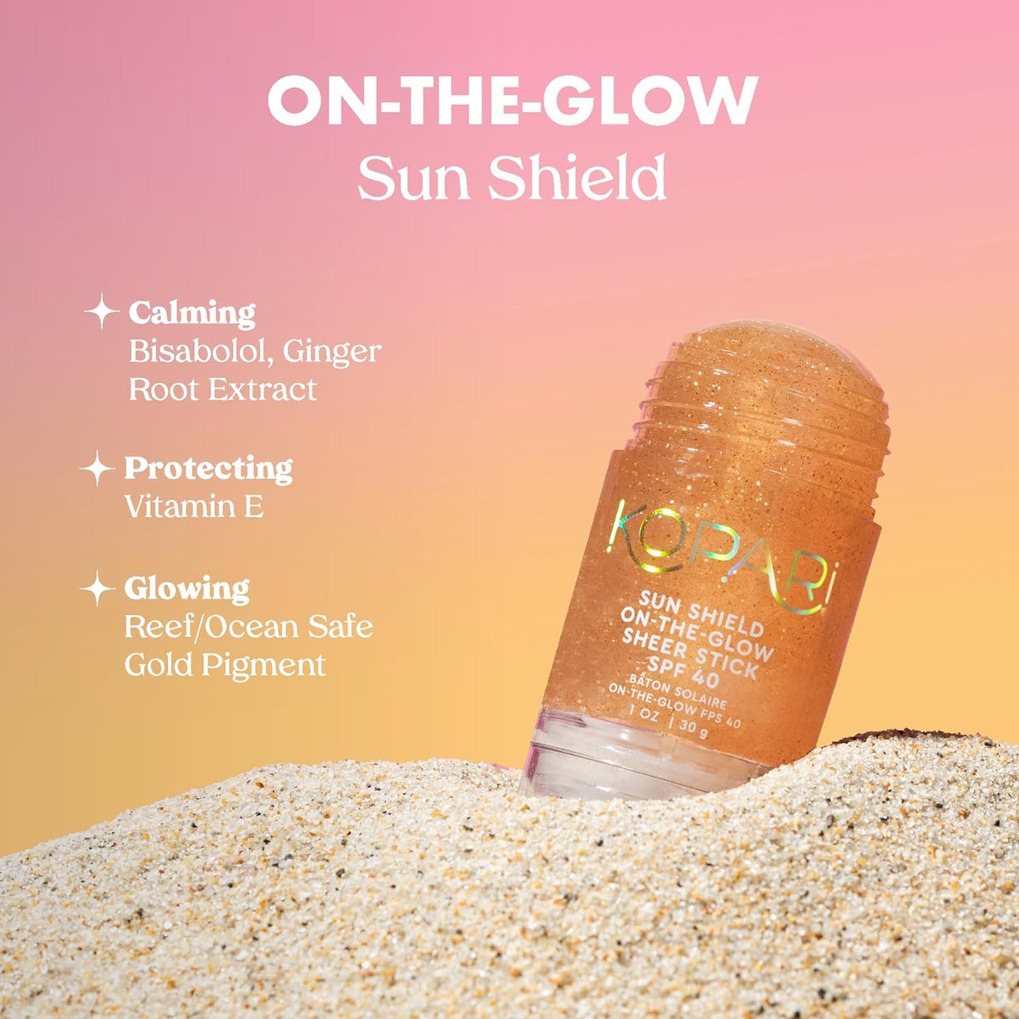 Kopari Sunscreen Stick SPF 40 - Sheer, Sweat & Water Resistant | 1oz with Vitamin E & Bisabolol